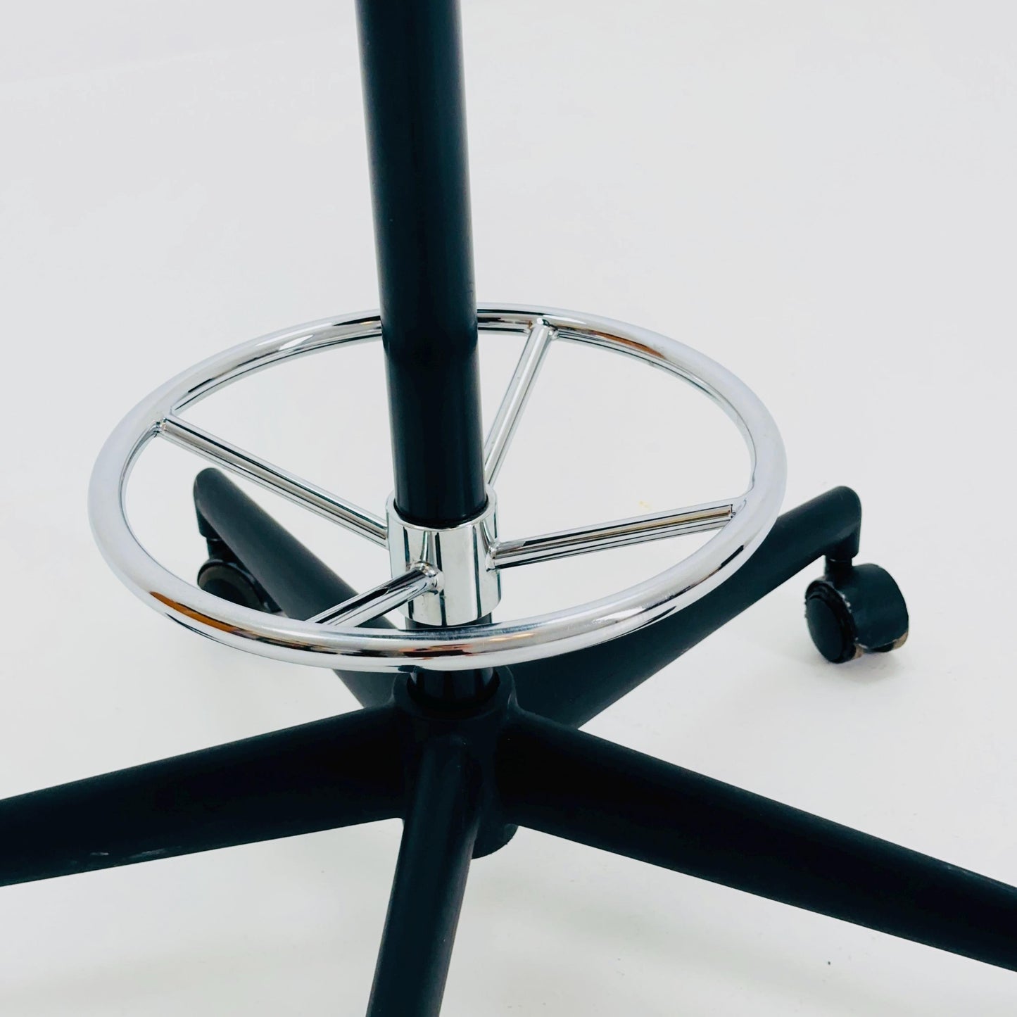 Mid century Parchment black leather swivel stool by George Nelson and Robert Propst for Vitra 1990s