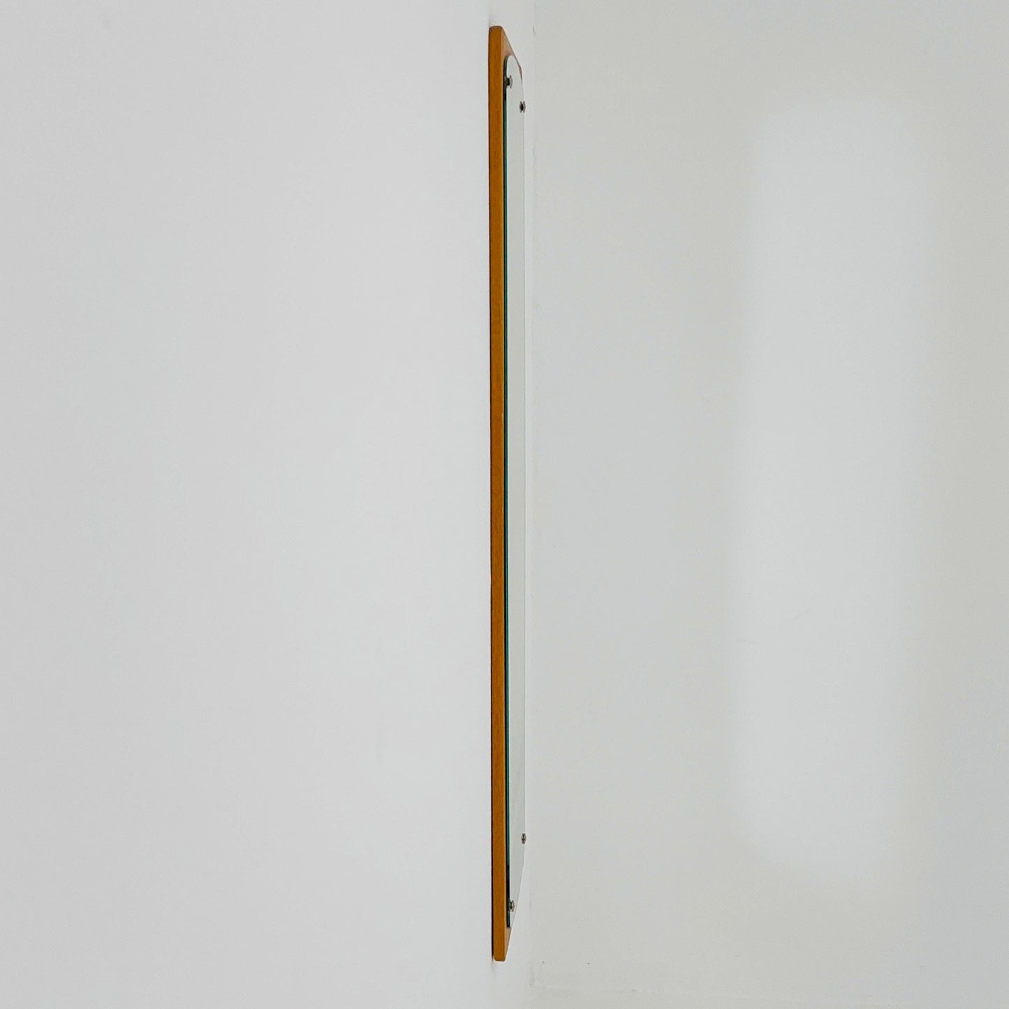 Mid century Scandinavian Teak Mirror with Curved Glass, by Eriksmålaglas Sweden 1960s