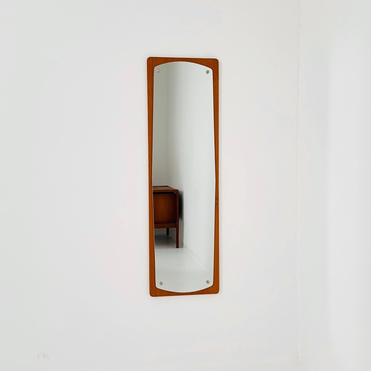 Mid century Scandinavian Mirror with Curved Glass, by Eriksmålaglas Sweden 1960s