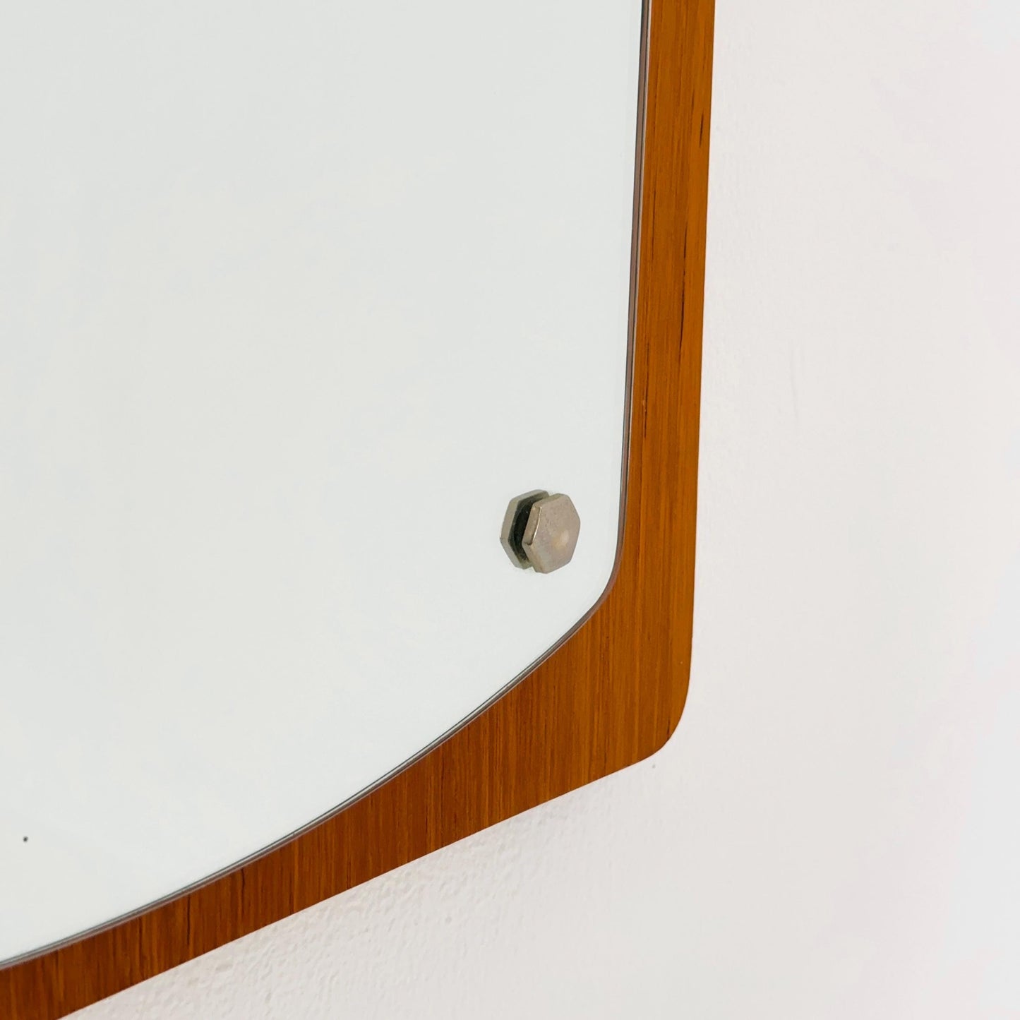 Mid century Scandinavian Mirror with Curved Glass, by Eriksmålaglas Sweden 1960s