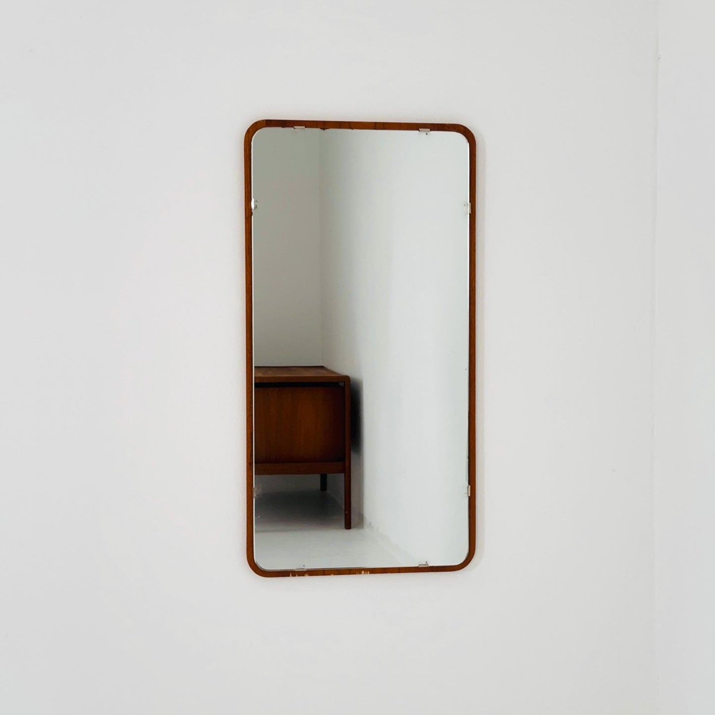 Mid century Scandinavian Mirror with Curved Glass, by Eriksmålaglas Sweden 1960s