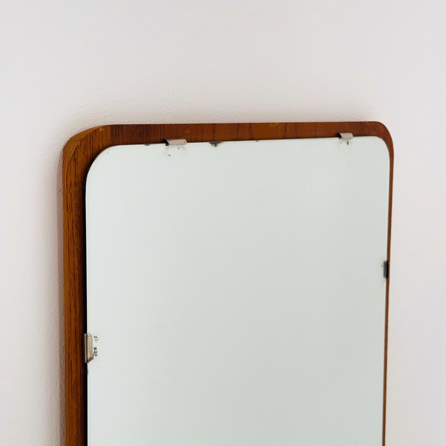 Mid century Scandinavian Mirror with Curved Glass, by Eriksmålaglas Sweden 1960s