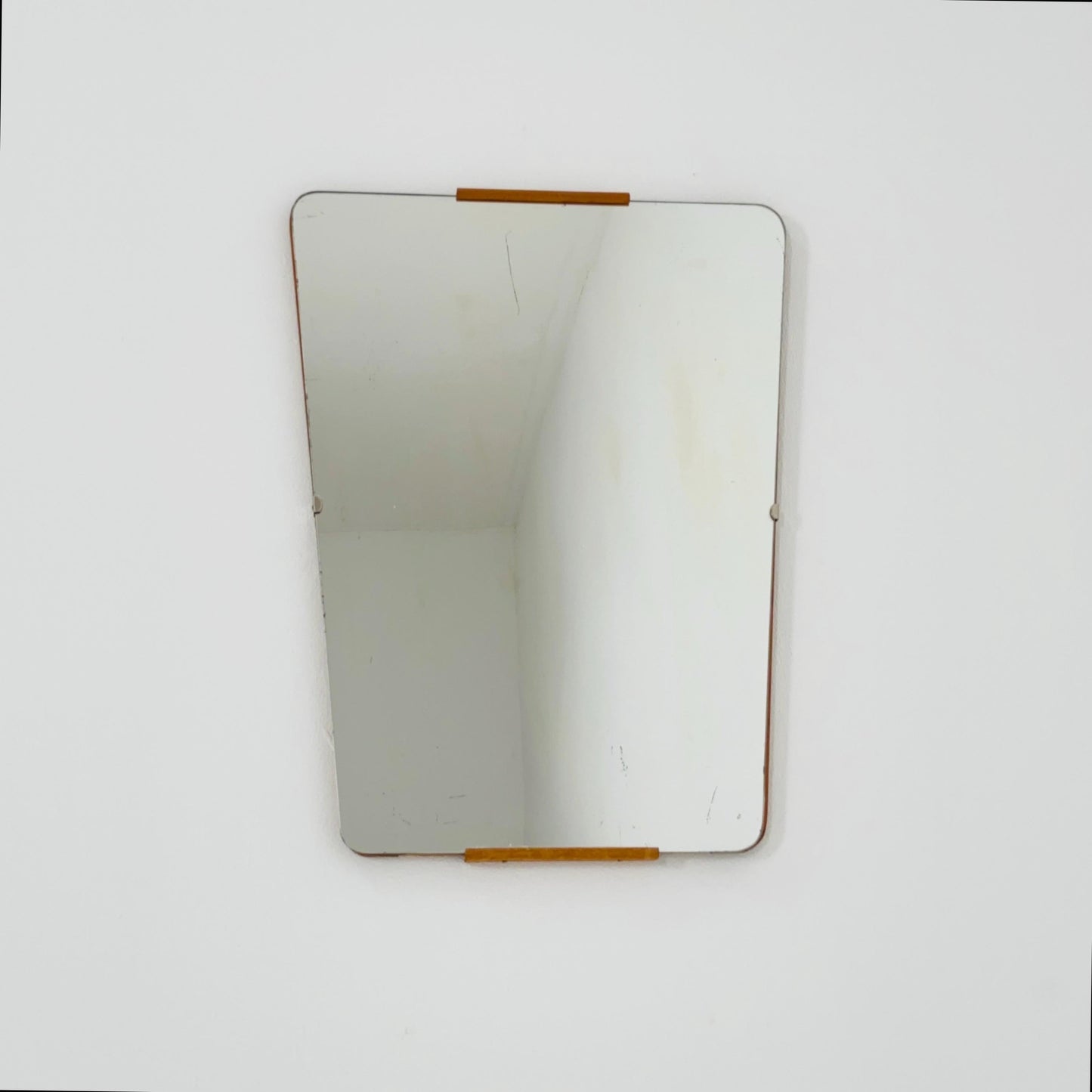 Mid century Scandinavian Mirror with Curved Glass, by Eriksmålaglas Sweden 1960s