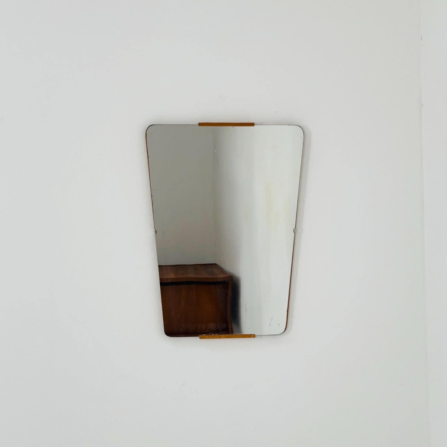 Mid century Scandinavian Mirror with Curved Glass, by Eriksmålaglas Sweden 1960s
