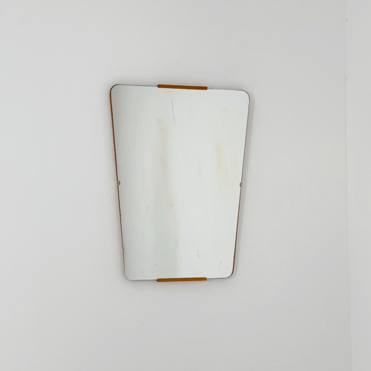 Mid century Scandinavian Mirror with Curved Glass, by Eriksmålaglas Sweden 1960s