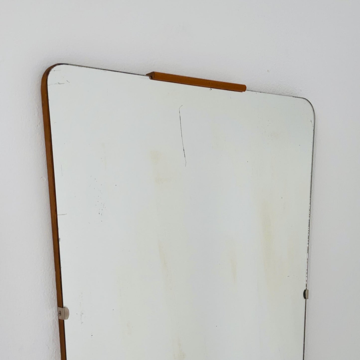 Mid century Scandinavian Mirror with Curved Glass, by Eriksmålaglas Sweden 1960s