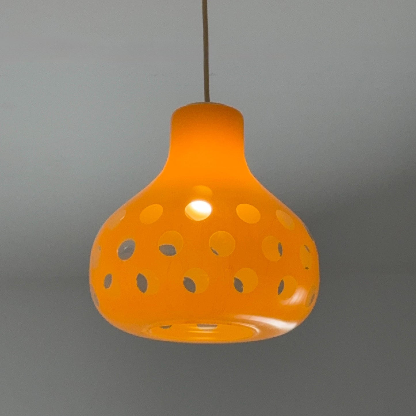 Mid century , Glashütte “Limburg” Pendant Lamp in Orange Glass - Model 1486 ,1970s