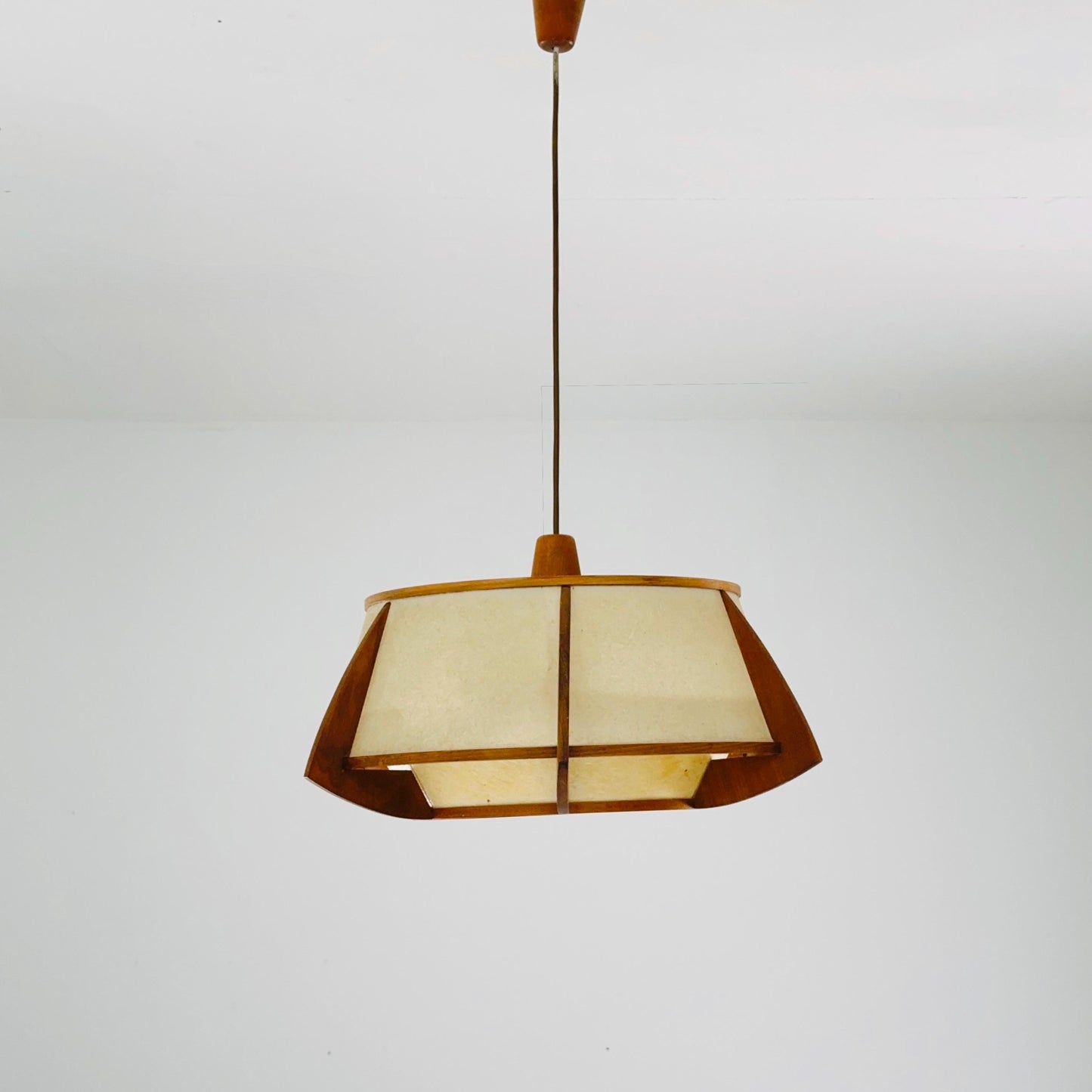 Mid-Century Danish Pendant Lamp, Teak & Rice Paper Light,1960s Denmark