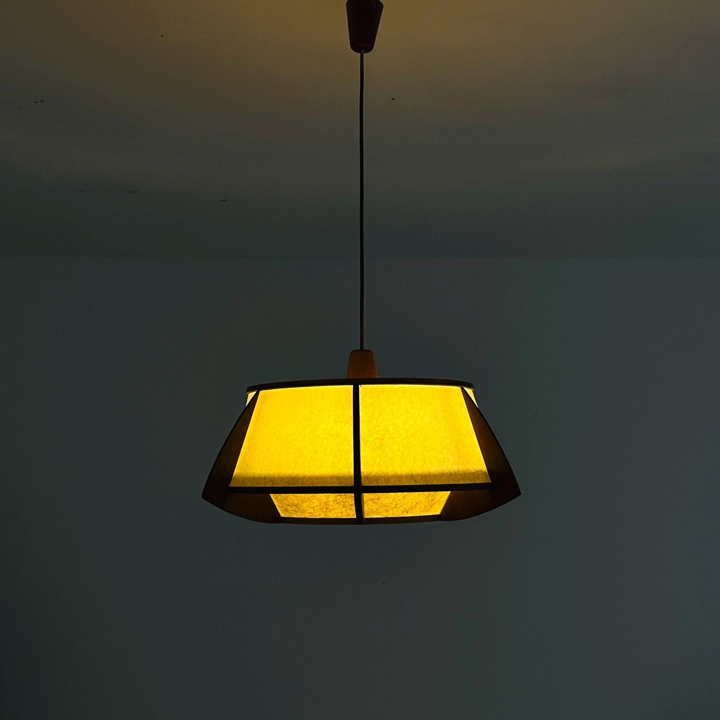 Mid-Century Danish Pendant Lamp, Teak & Rice Paper Light,1960s Denmark