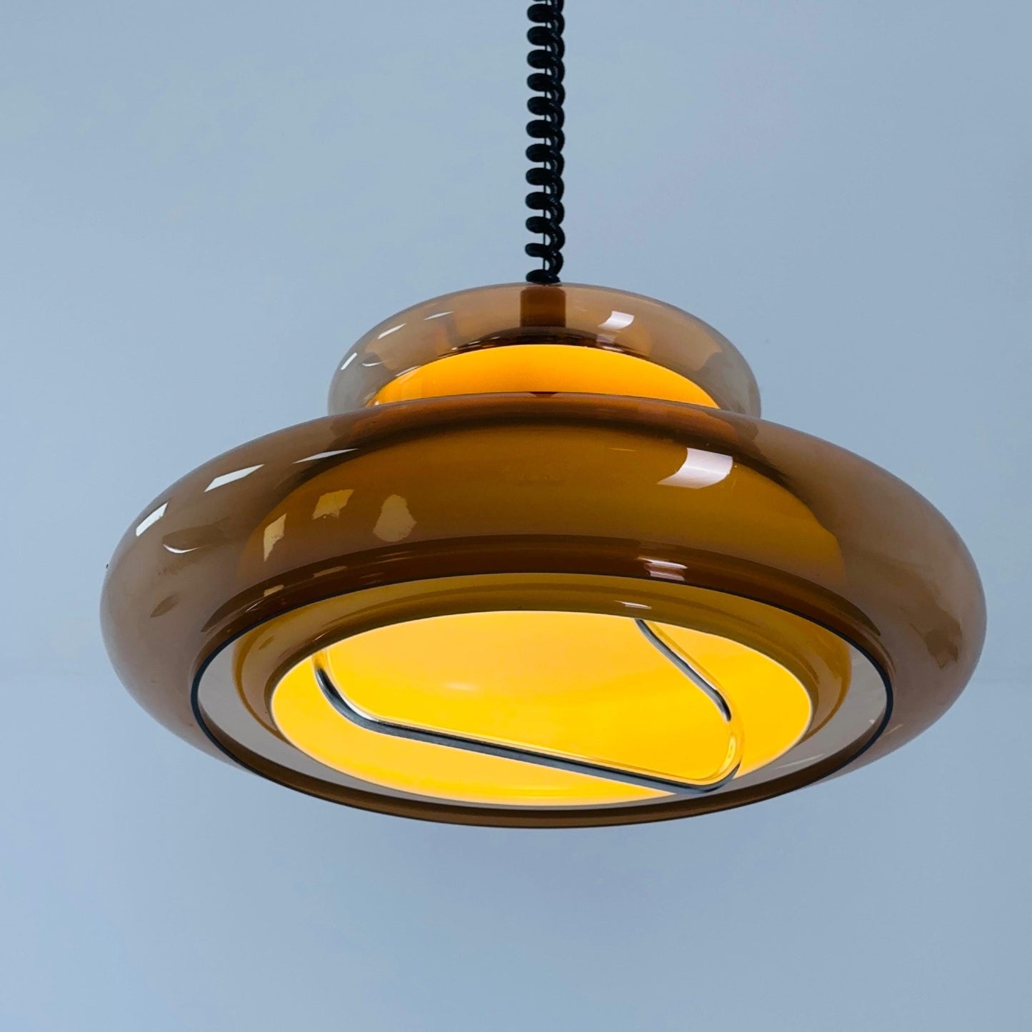 Mid-Century Spaceage Mushroom adjustable Pendant Lamp by Herda 1980s