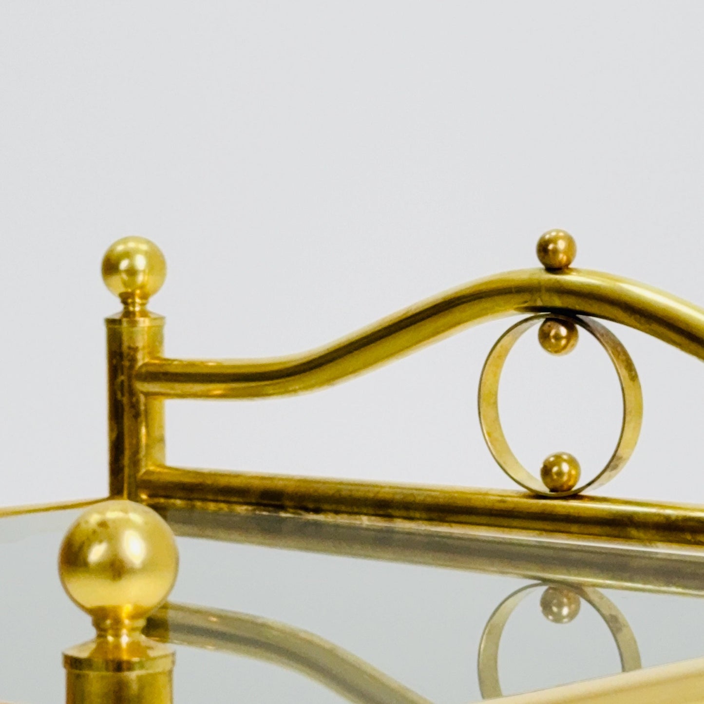 1 of 2 Mid-Century Hollywood Regency Brass Side Table/ nightstand by Messing Finland – 1980s
