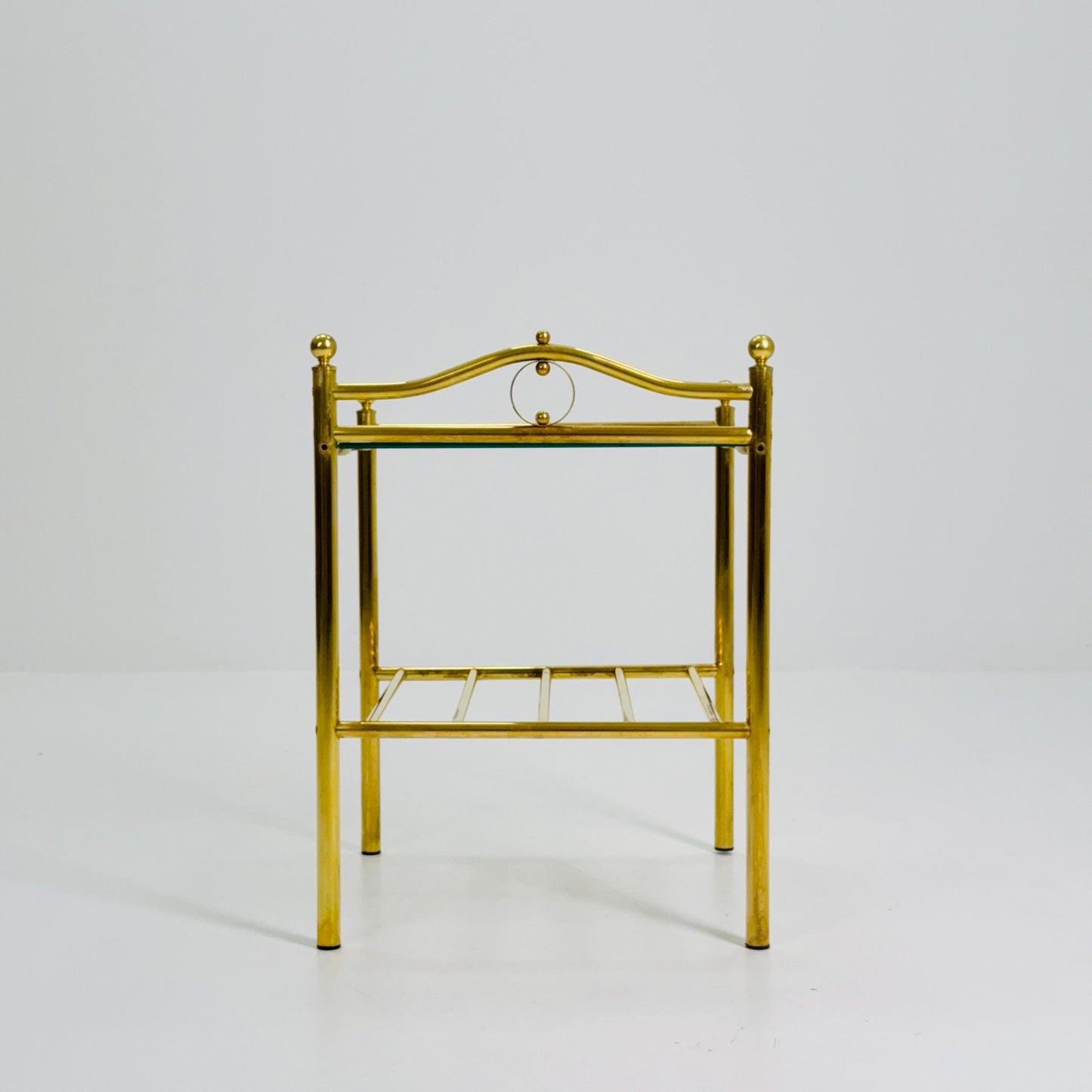1 of 2 Mid-Century Hollywood Regency Brass Side Table/ nightstand by Messing Finland – 1980s