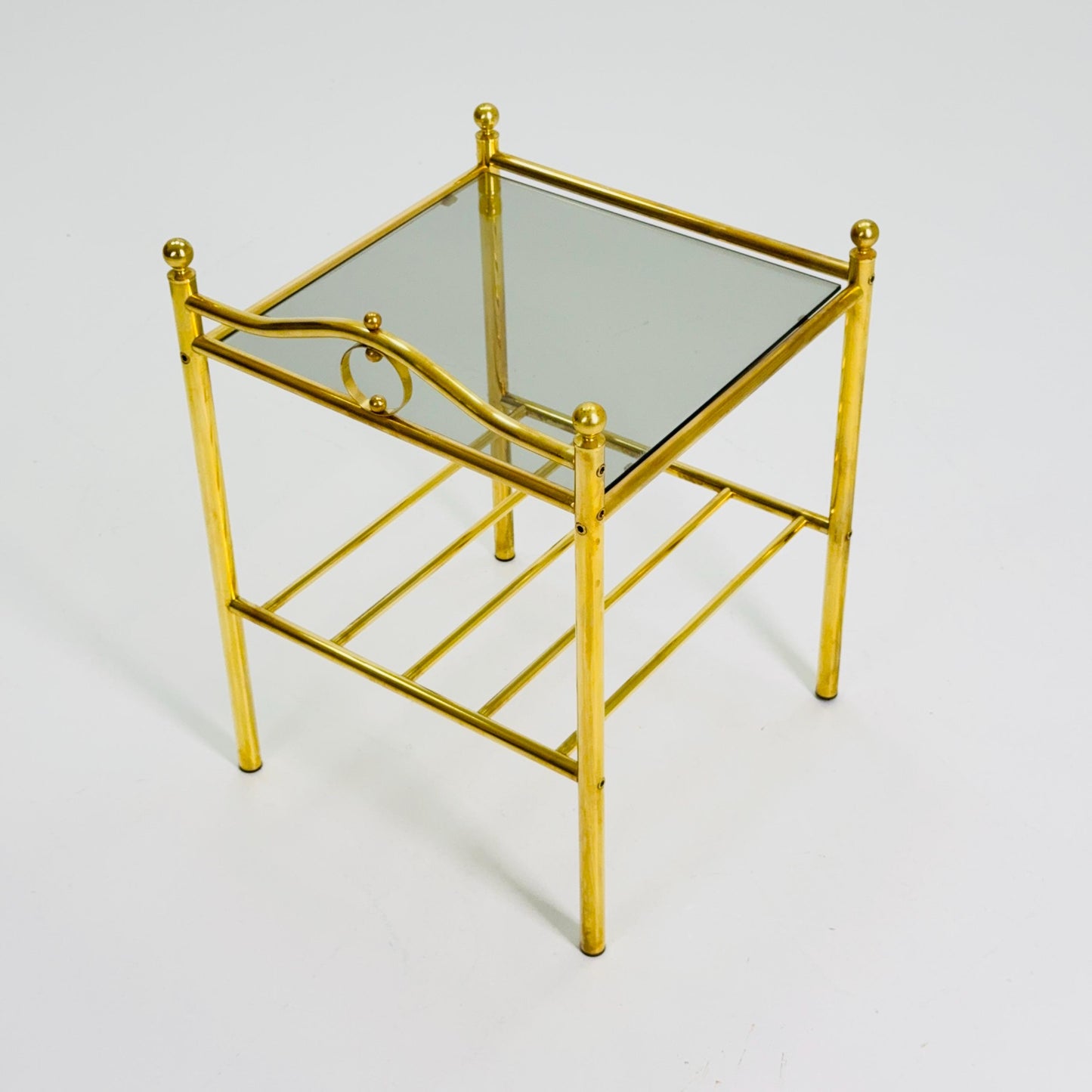 1 of 2 Mid-Century Hollywood Regency Brass Side Table/ nightstand by Messing Finland – 1980s