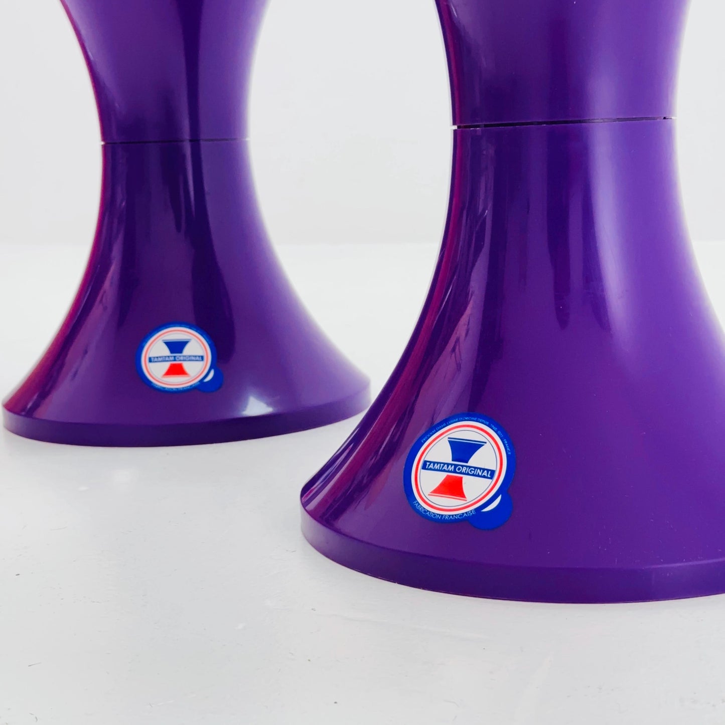 Set of 2 Tam Tam Tulip Stool Vintage Space Age by Henry Massonnet Atomic Purple Made in France 2000s
