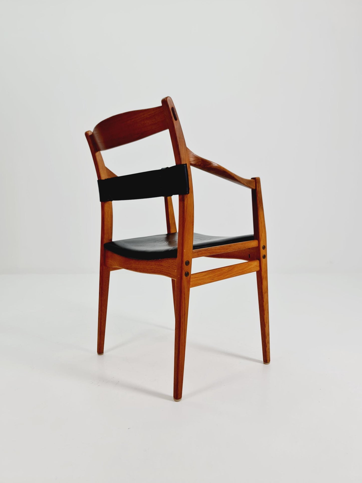 Super Rare Mid Century Swidish Oak and Leather Armchair By Yngve Ekström, 1960s