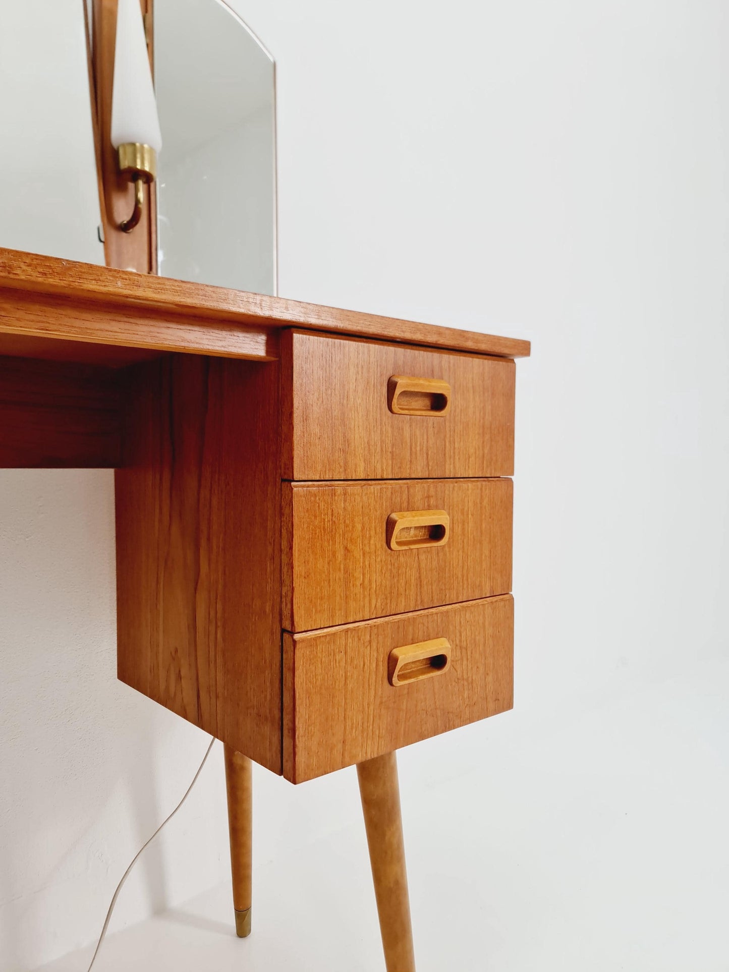 Mid Century Modern Danish Teak vanity table with stool make up table by Fröseke for AB nybrofabriken, 1960s