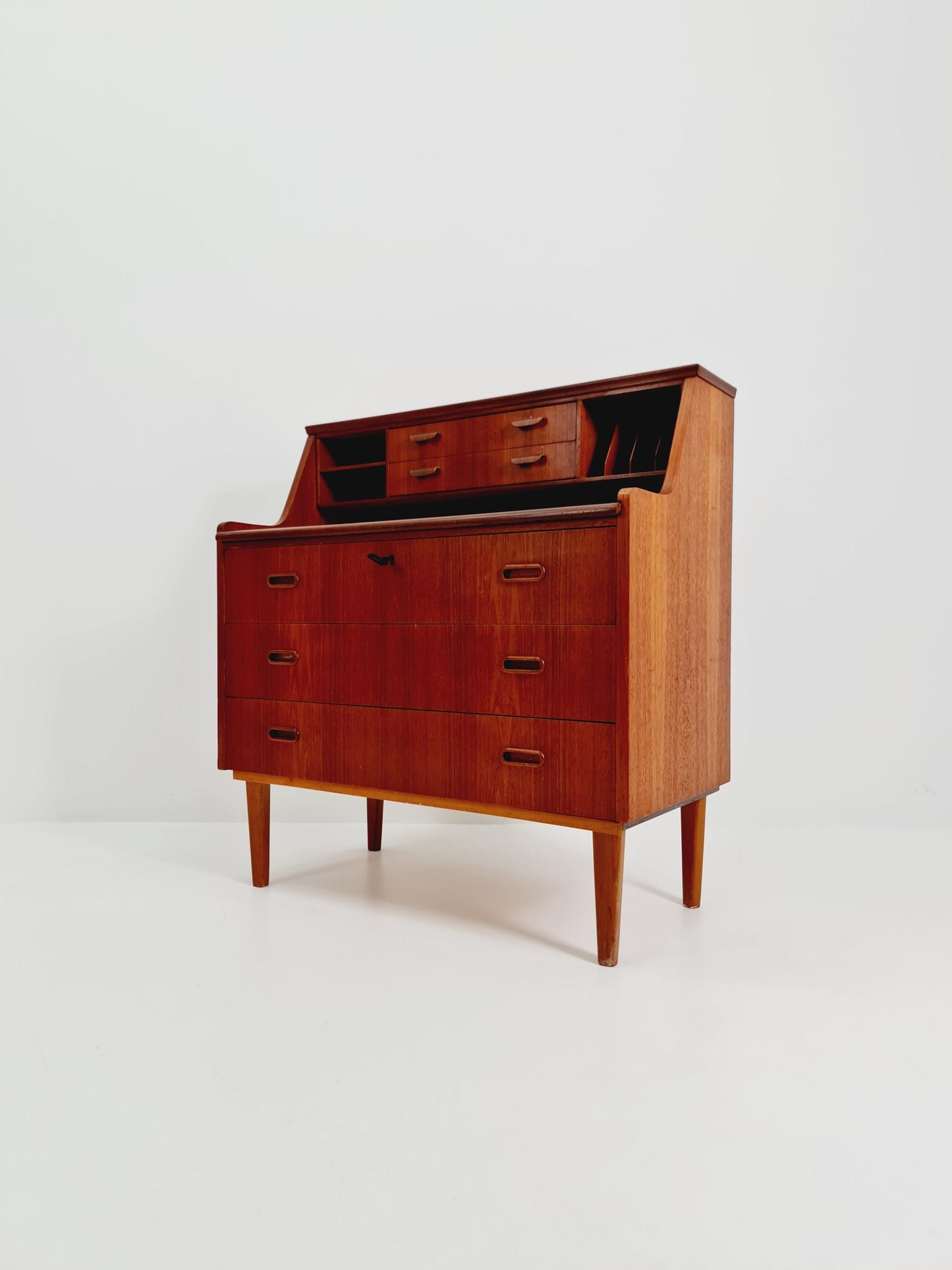 Midcentury Danish vintage teak secretary, table By Arne Wahl Iversen, 1960s