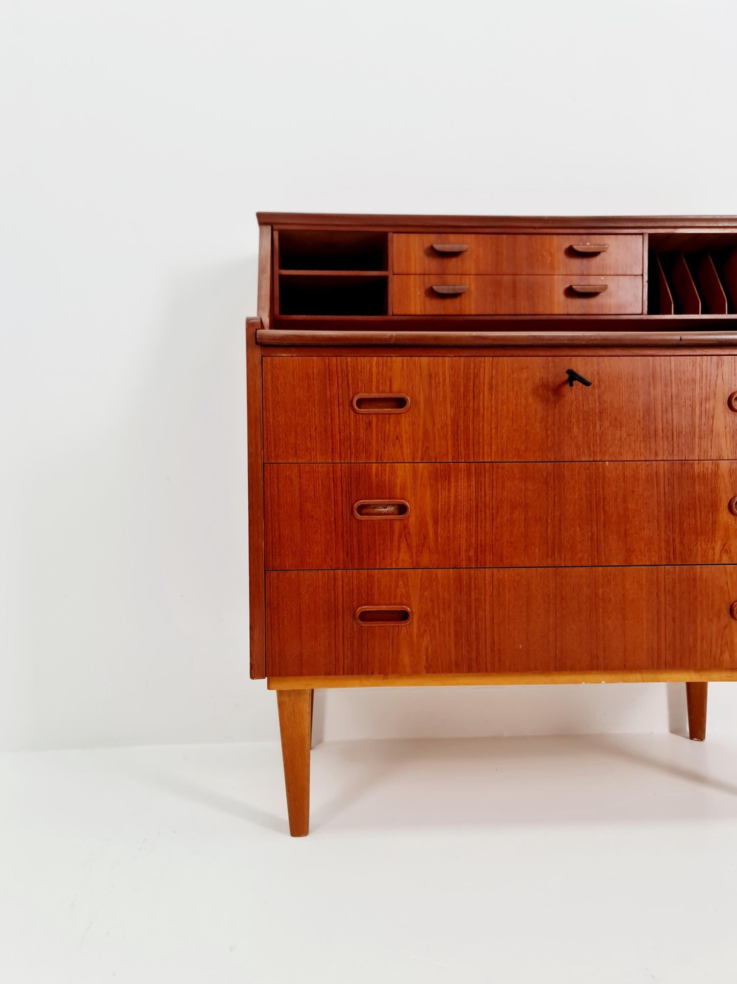 Midcentury Danish vintage teak secretary, table By Arne Wahl Iversen, 1960s