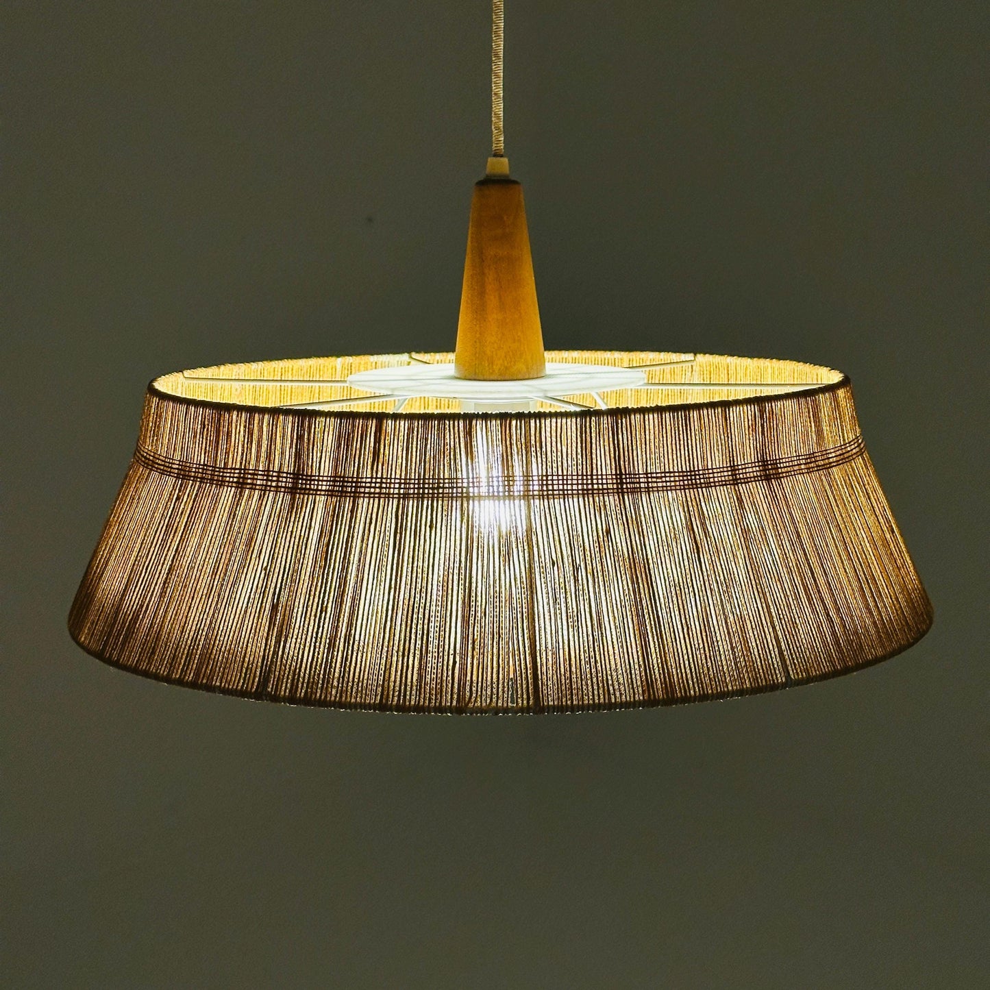 Mid century Pendant lamp sisal by Temde 1960s Germany