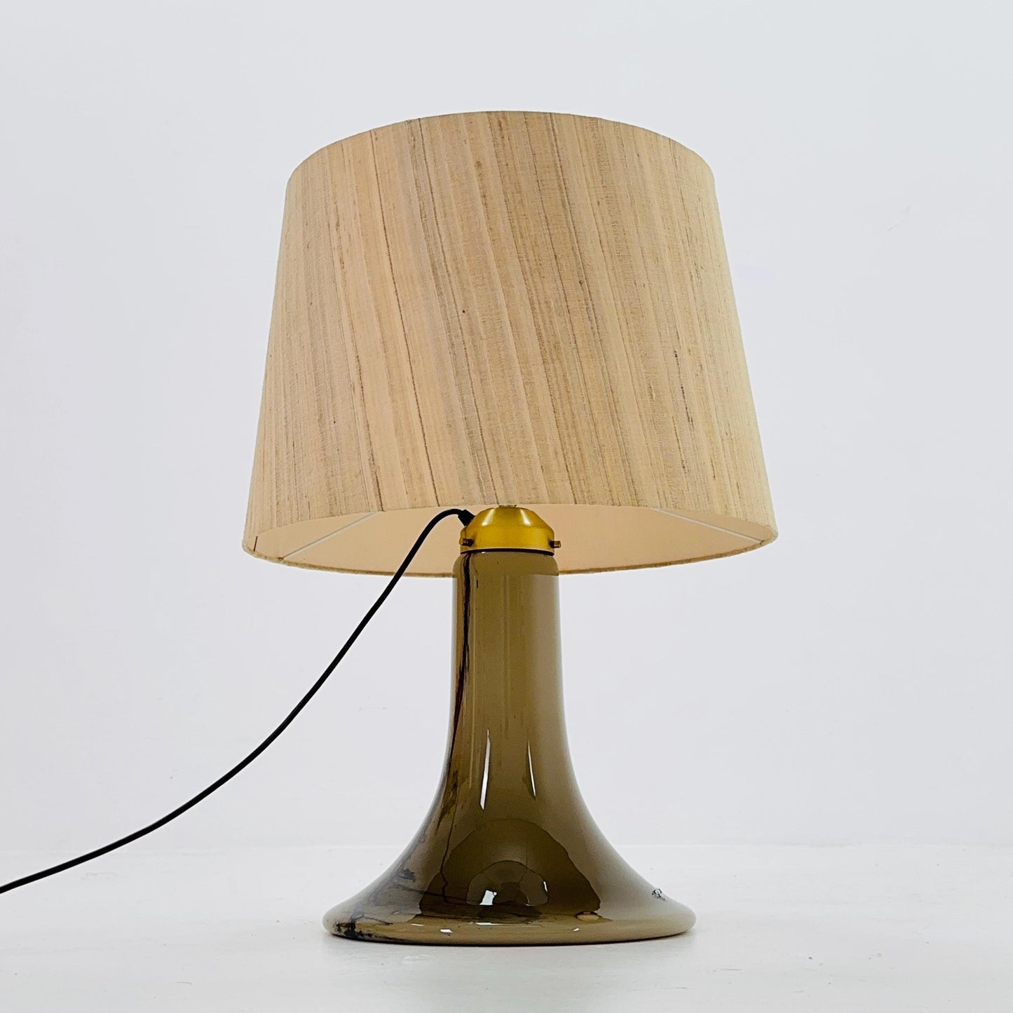 Mid-Century Murano Glass Buffet Lamp by Peill Putzler – Mouth-Blown Glass & Original Silk Shade, 1970s Germany