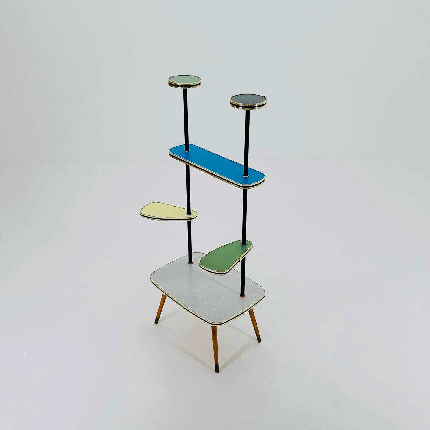 Rare Large German Plant Stand, Colorful Vintage Mid-Century Minimalist Indoor Plant Stand Side Table Retro flower table, 1950s Germany