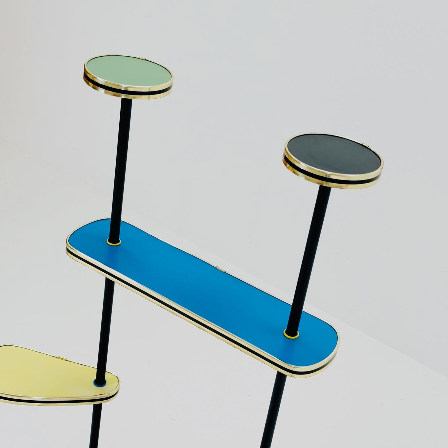 Rare Large German Plant Stand, Colorful Vintage Mid-Century Minimalist Indoor Plant Stand Side Table Retro flower table, 1950s Germany