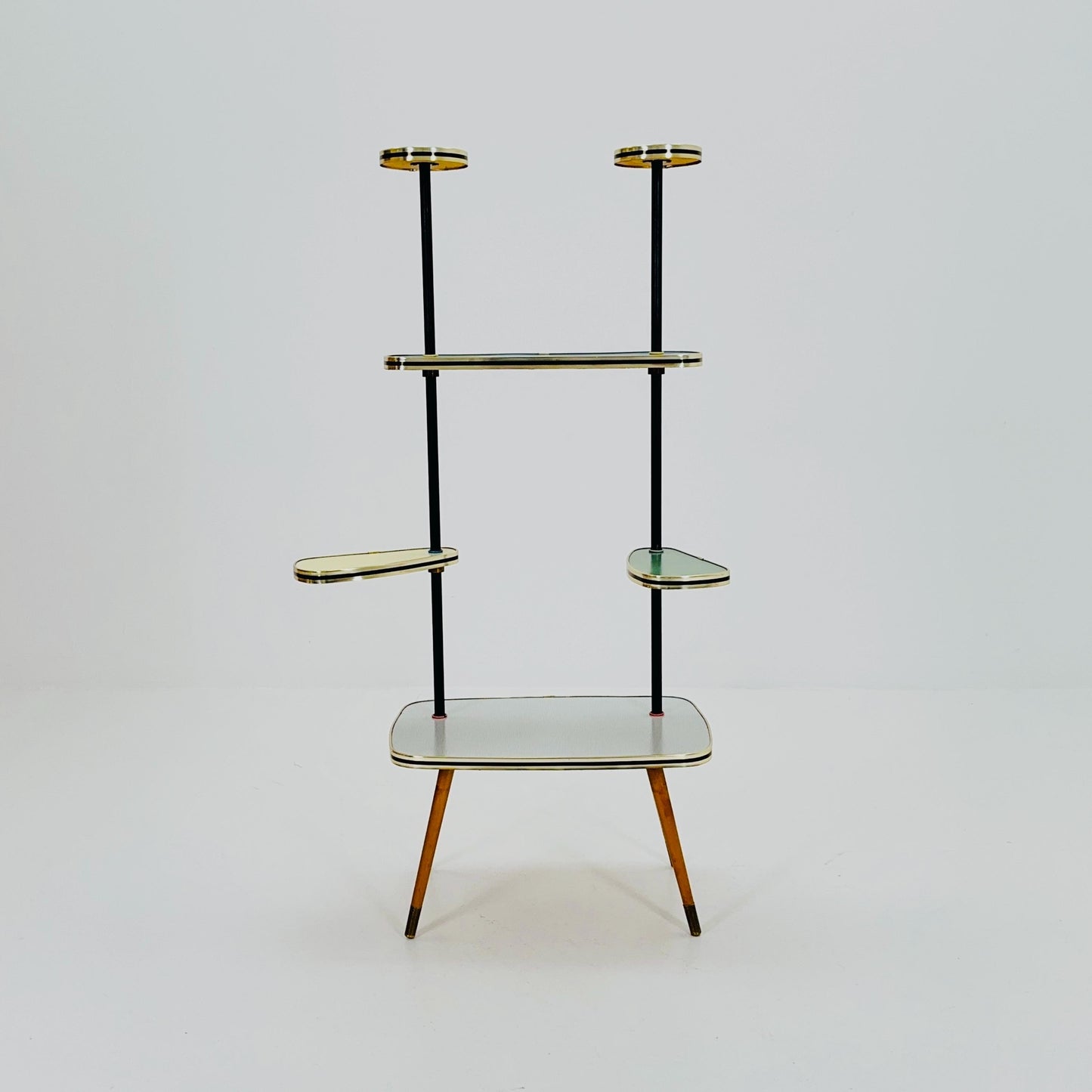 Rare Large German Plant Stand, Colorful Vintage Mid-Century Minimalist Indoor Plant Stand Side Table Retro flower table, 1950s Germany