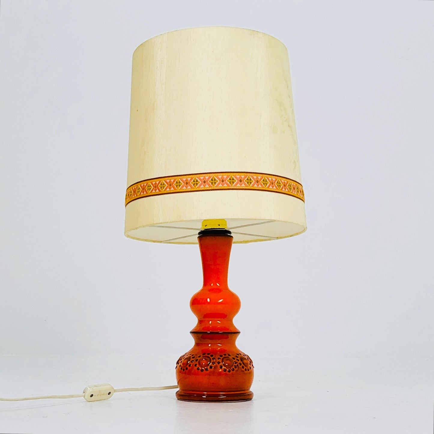 Mid century Orange Beige Ceramic handmade table - Buffet lamp 1960s Germany