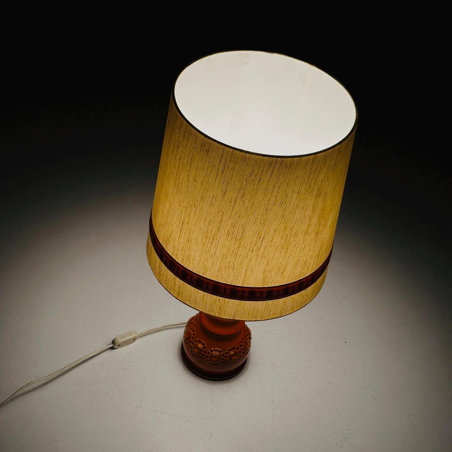 Mid century Orange Beige Ceramic handmade table - Buffet lamp 1960s Germany