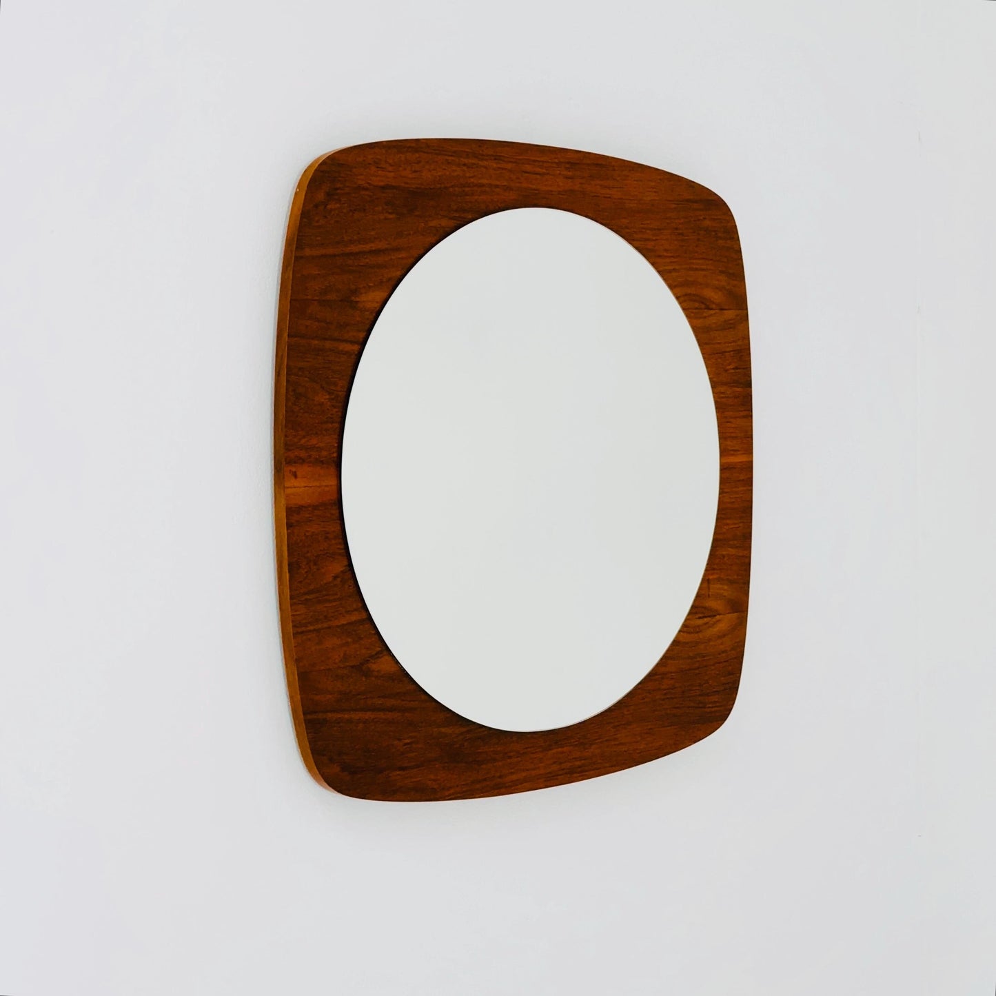 Mid-century Modern rare square wall-mounted mirror By Aksel Kjersgaard , Danish 1960s