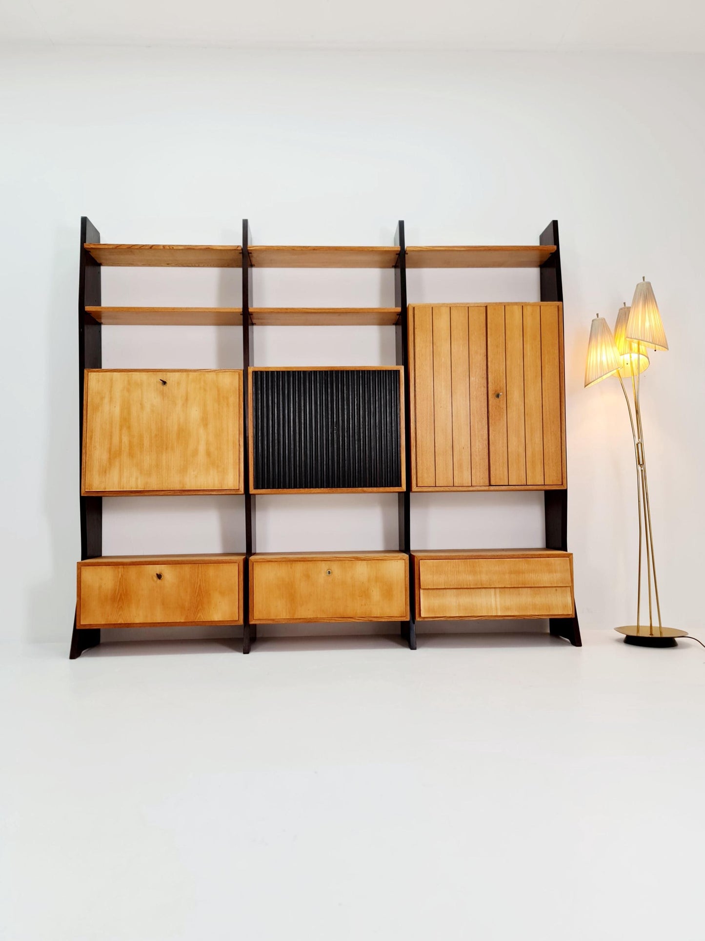 Mid-Century German freestanding vintage library bookcase shelf, 3-parts By Erich Startmann for Idee , 1960s