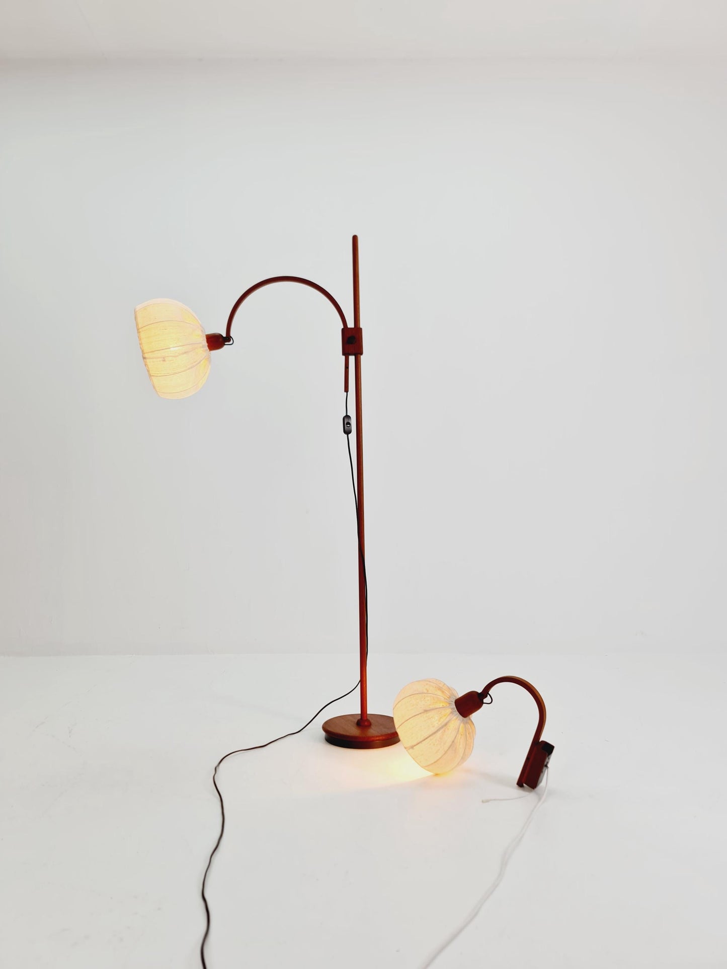 Vintage Danish Teak floor lamp set with wall lamp by DOMUS 1970s