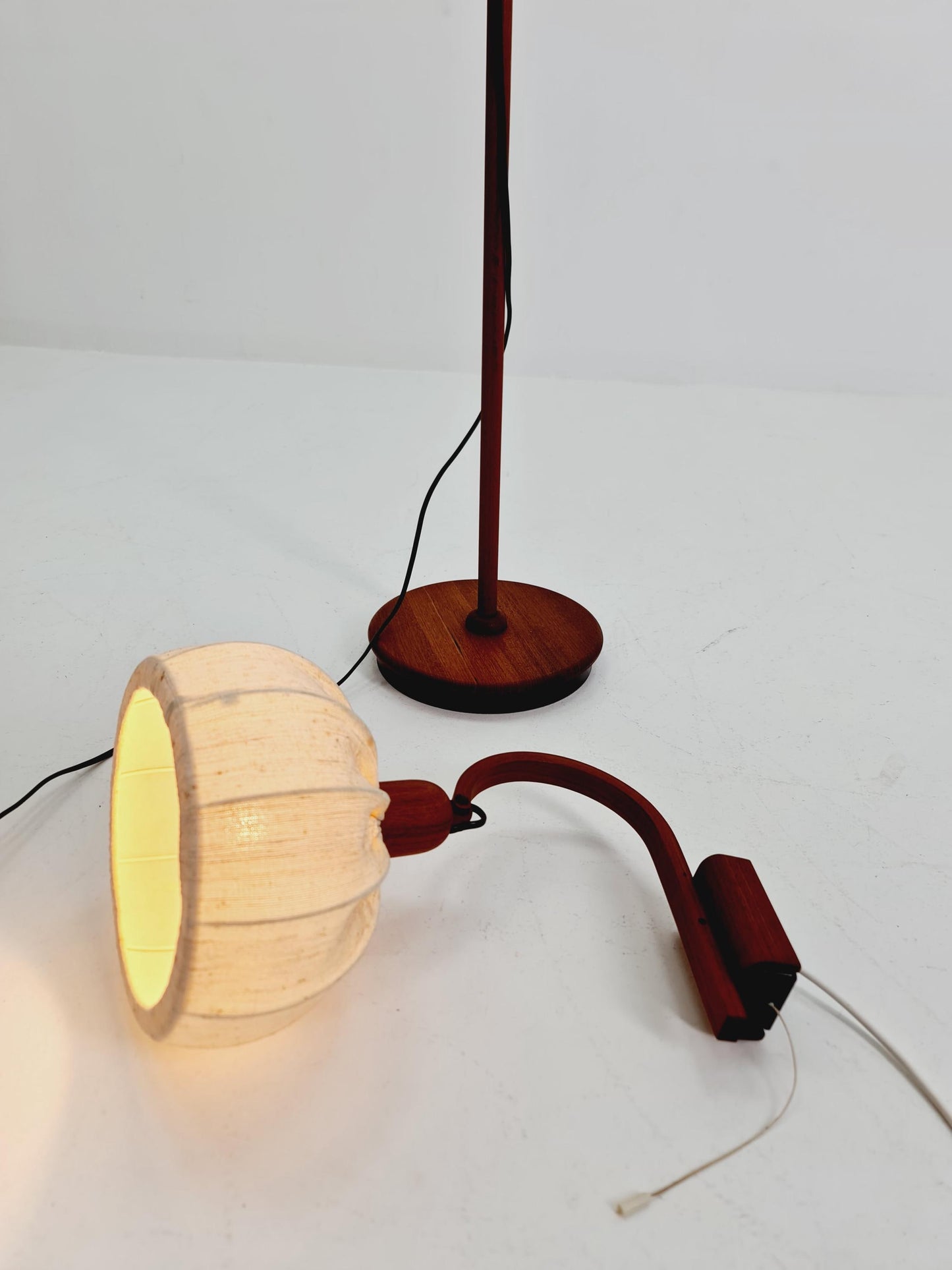 Vintage Danish Teak floor lamp set with wall lamp by DOMUS 1970s