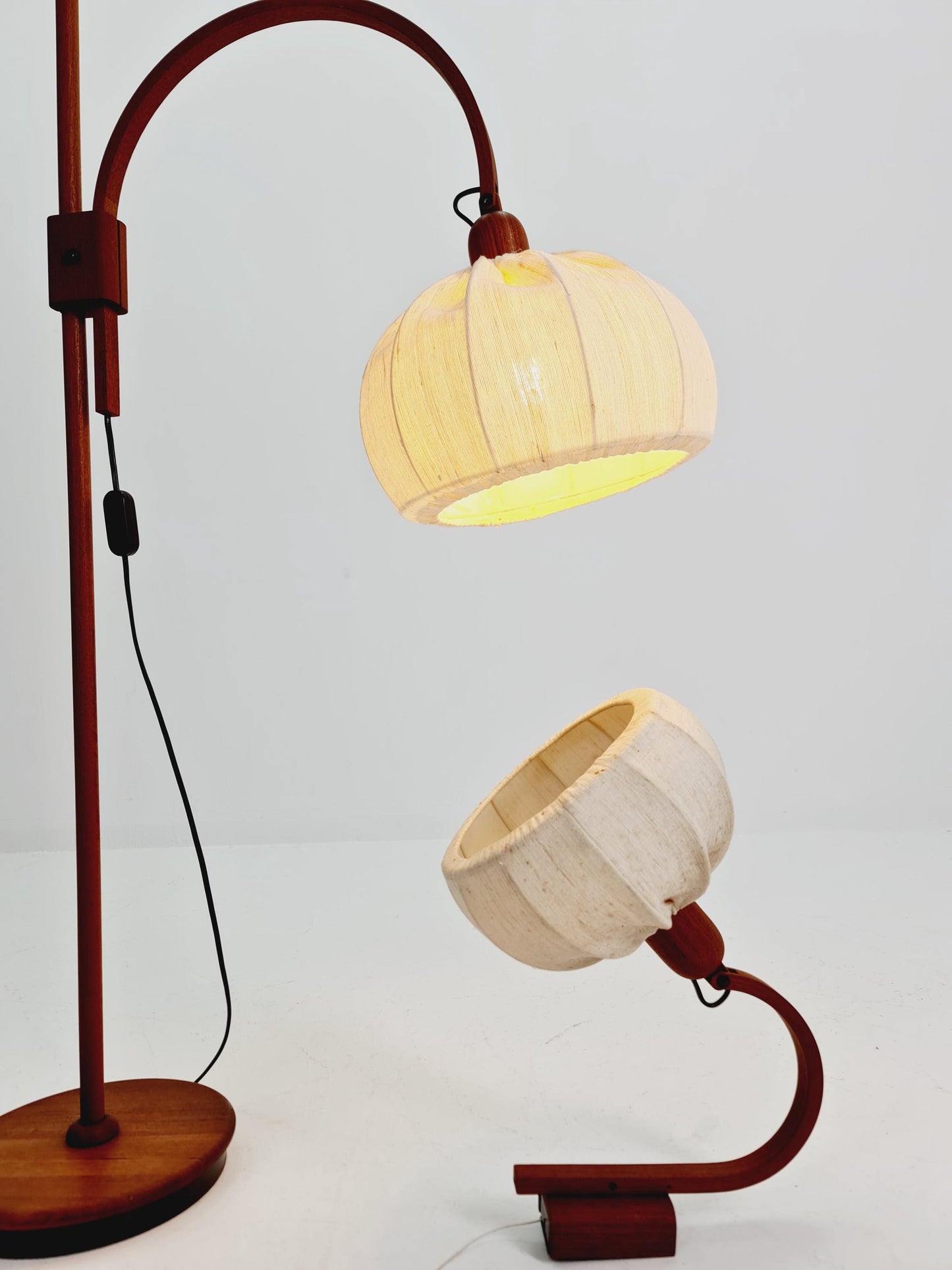 Vintage Danish Teak floor lamp set with wall lamp by DOMUS 1970s