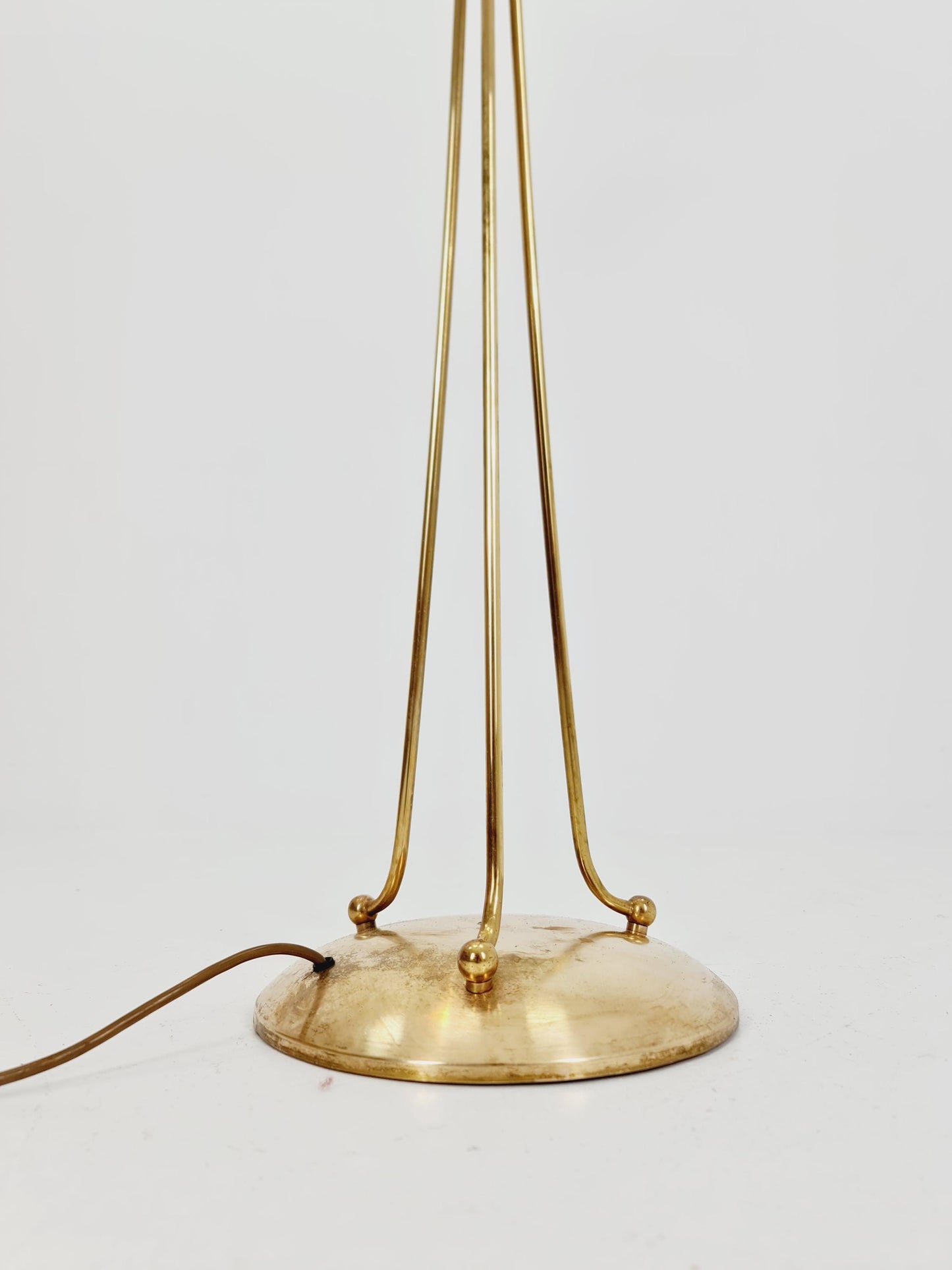 German Modern Colorful three flex arms brass floor lamp, tütenlampe, 1950s
