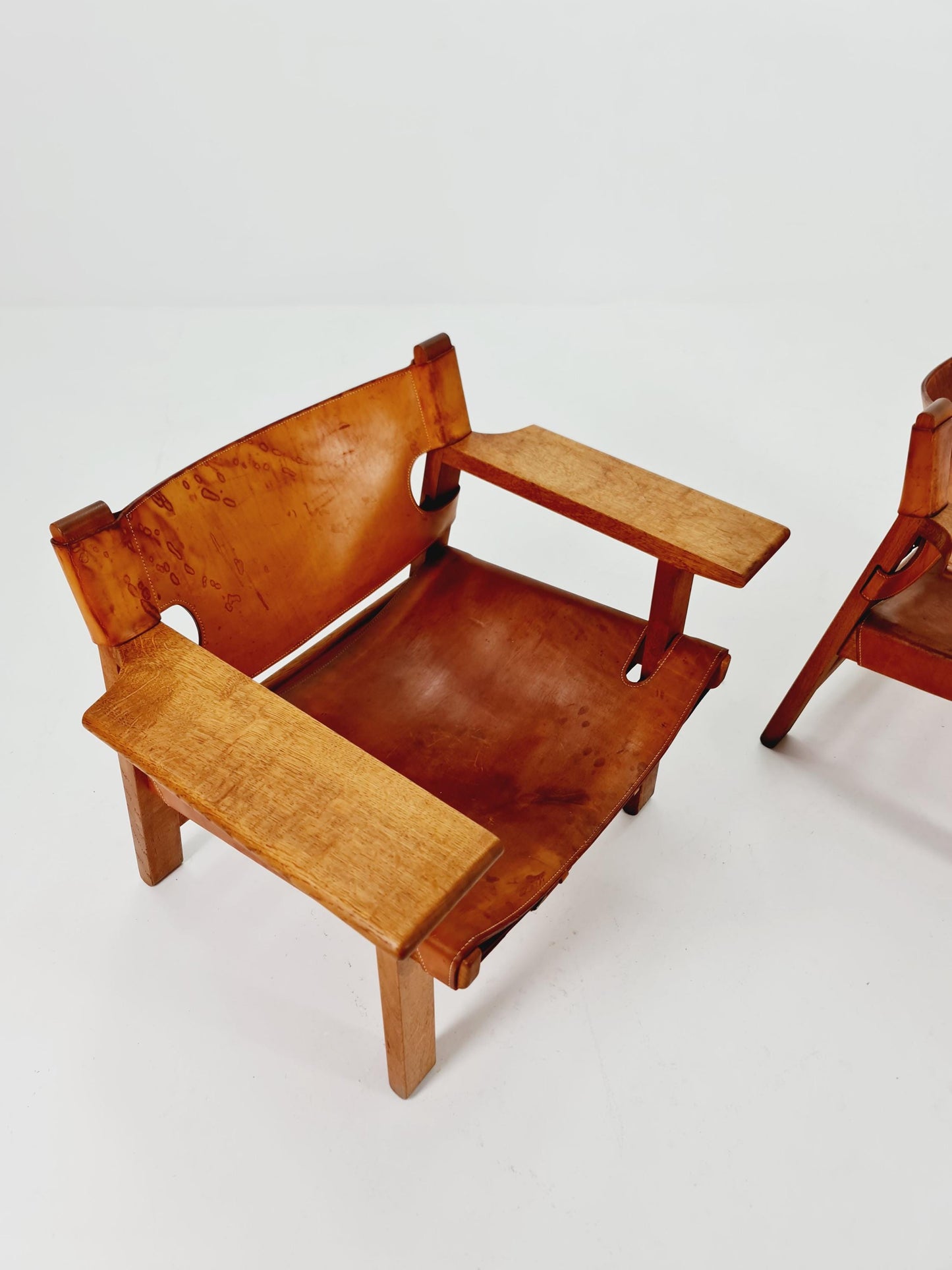 super Rare Mid century Danish easy Canvas lounge chairs by Børge Mogensen For Fredercia stolfabrik , 1950s, Set of 2