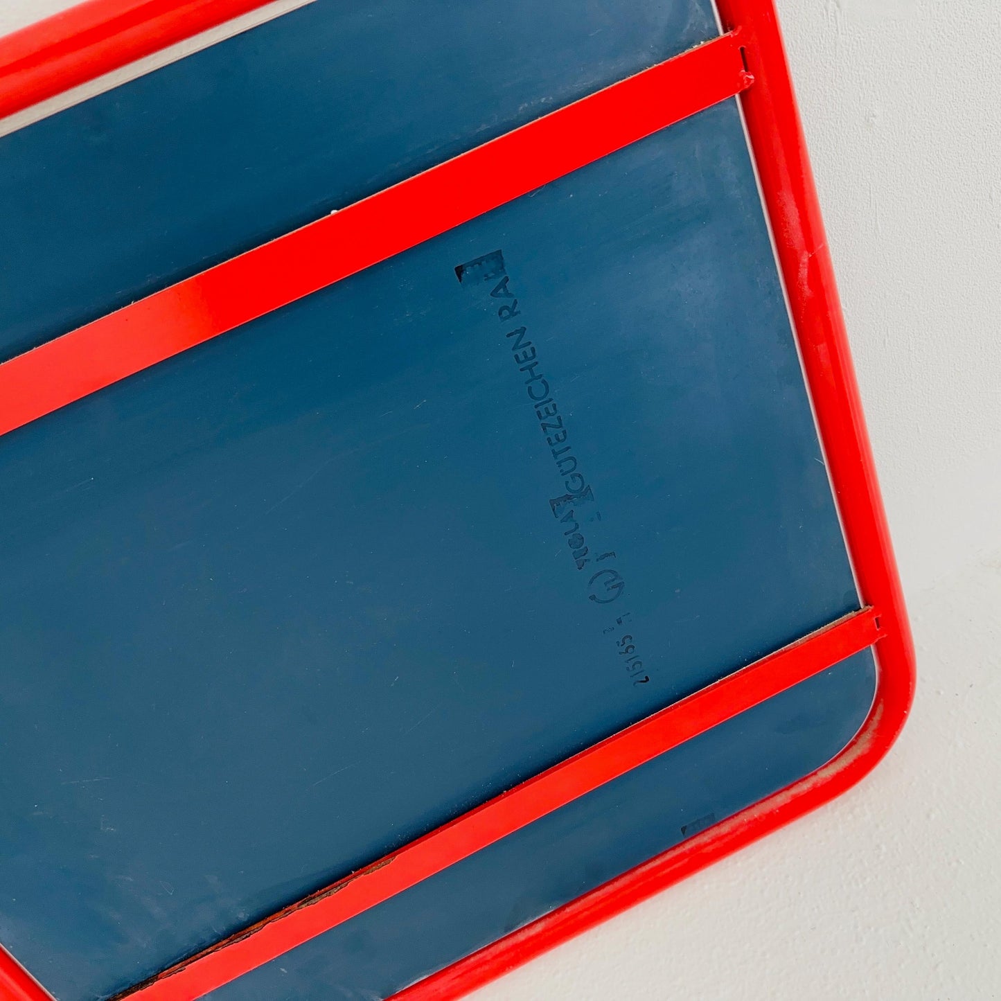 Mid century Space Age Chrom Red Wall Mirror — Germany 1970s