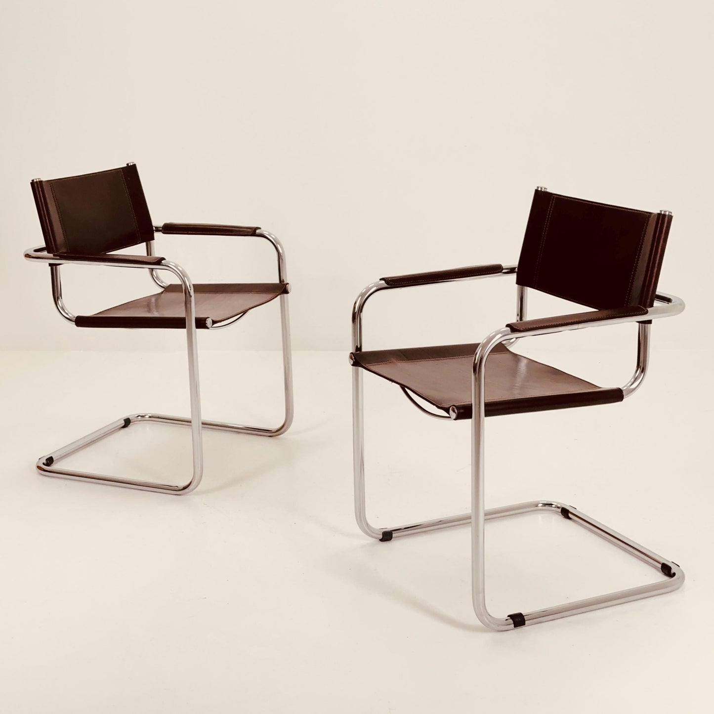 Set of 2 Mid-Century Bauhaus Dark Brown Armchairs by Centro Studio Italy, 1980s