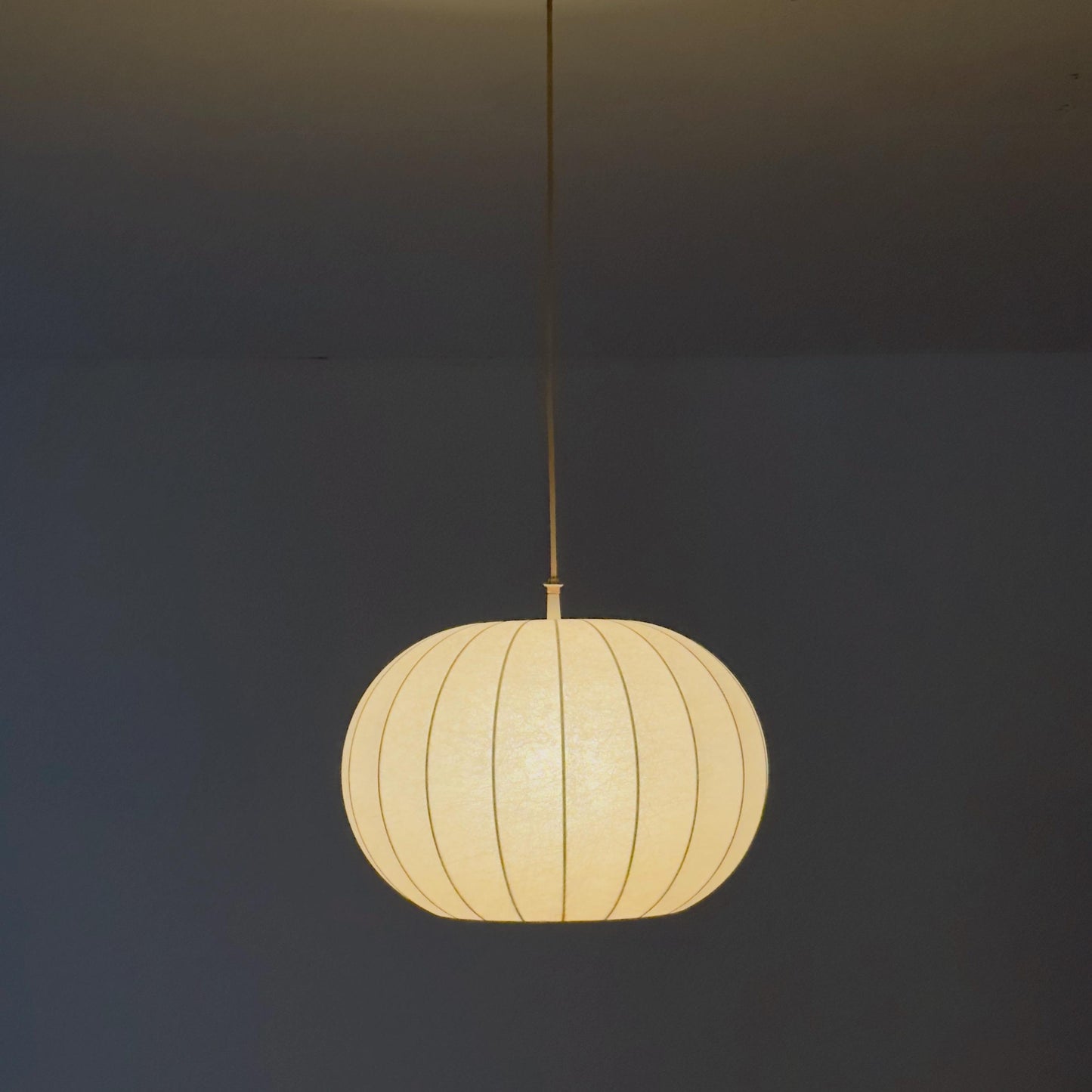 Mid-Century Italian Round Cocoon Pendant Lamp by Achille Castiglioni 1960s