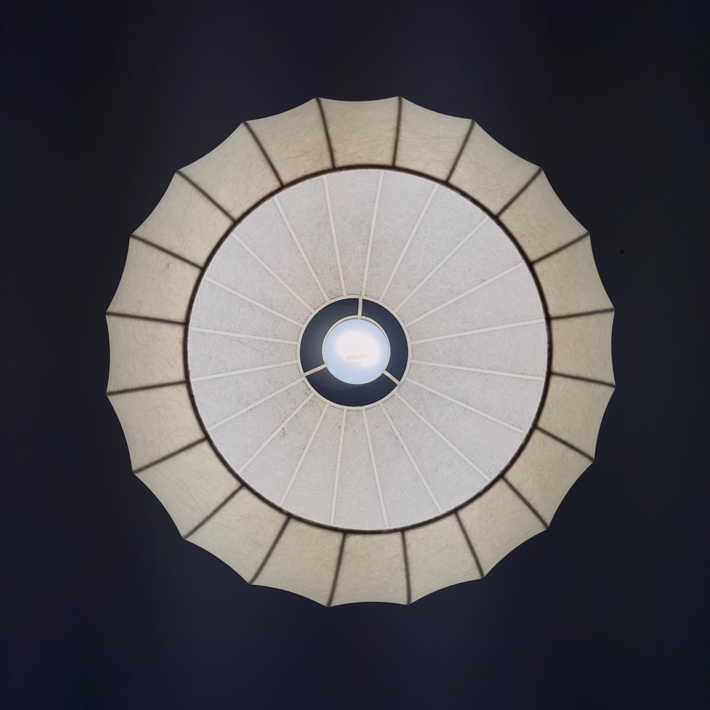 Mid-Century Italian Round Cocoon Pendant Lamp by Achille Castiglioni 1960s