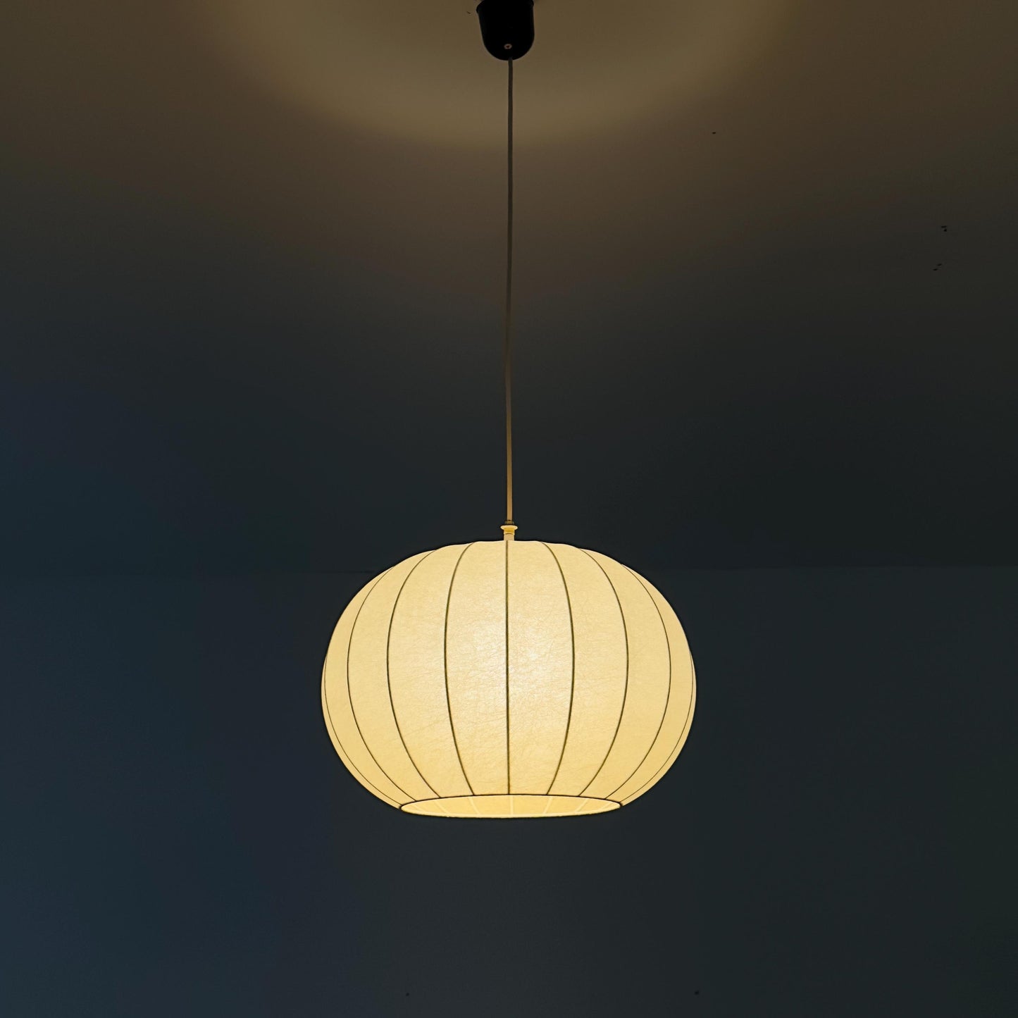 Mid-Century Italian Round Cocoon Pendant Lamp by Achille Castiglioni 1960s
