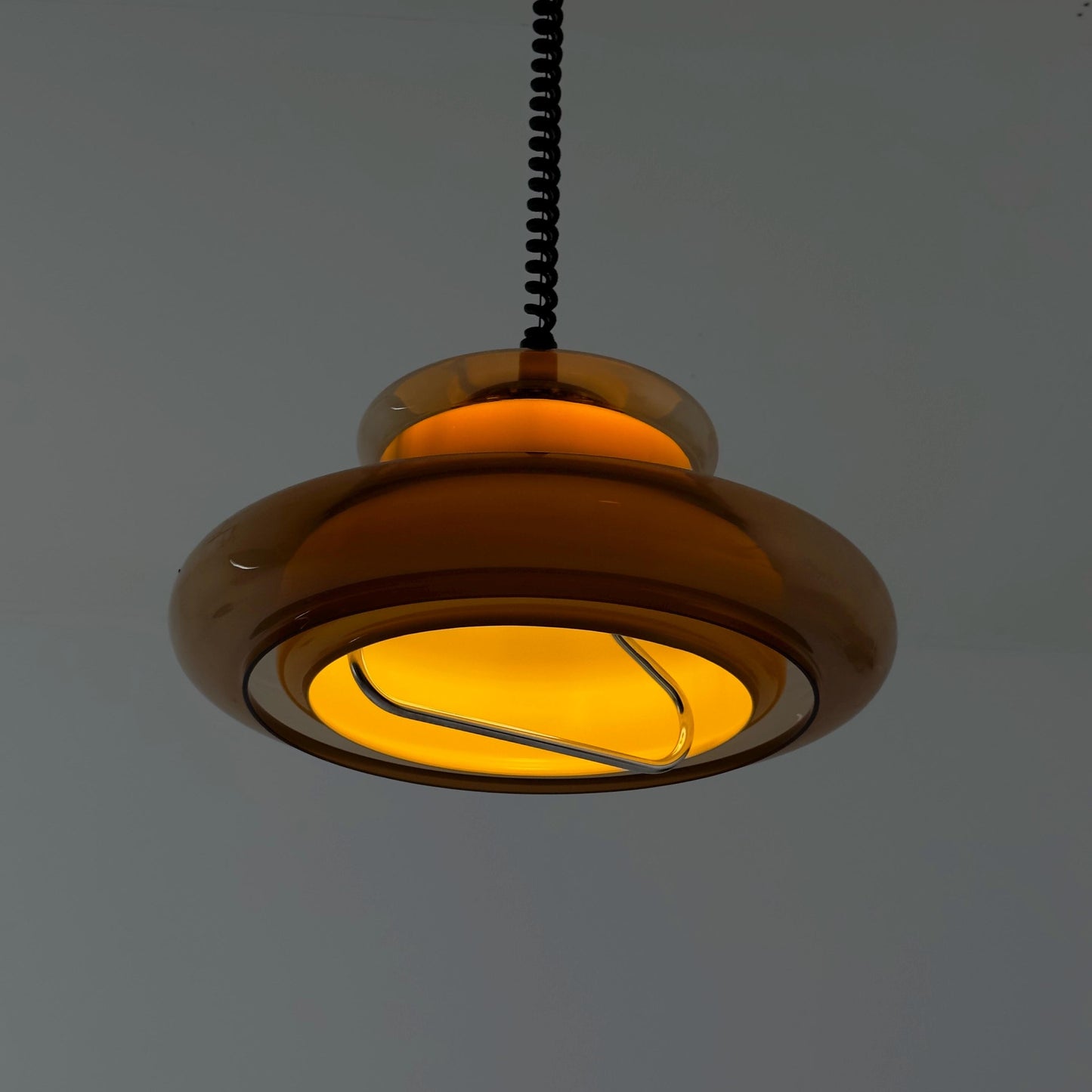 Mid-Century Spaceage Mushroom adjustable Pendant Lamp by Herda 1980s
