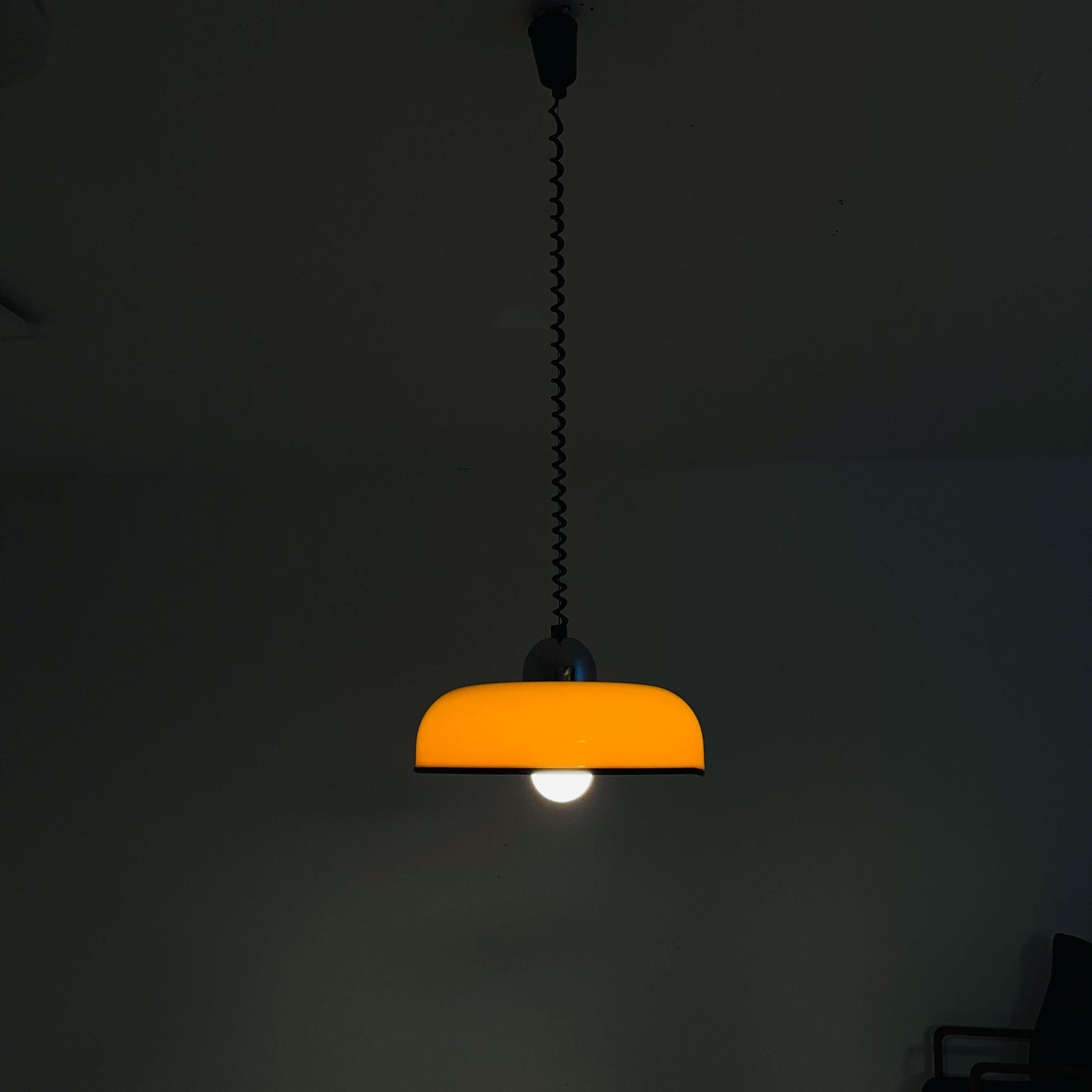 Mid century Spaceage Donuts orange adjustable pendant lamp Italy 1980s
