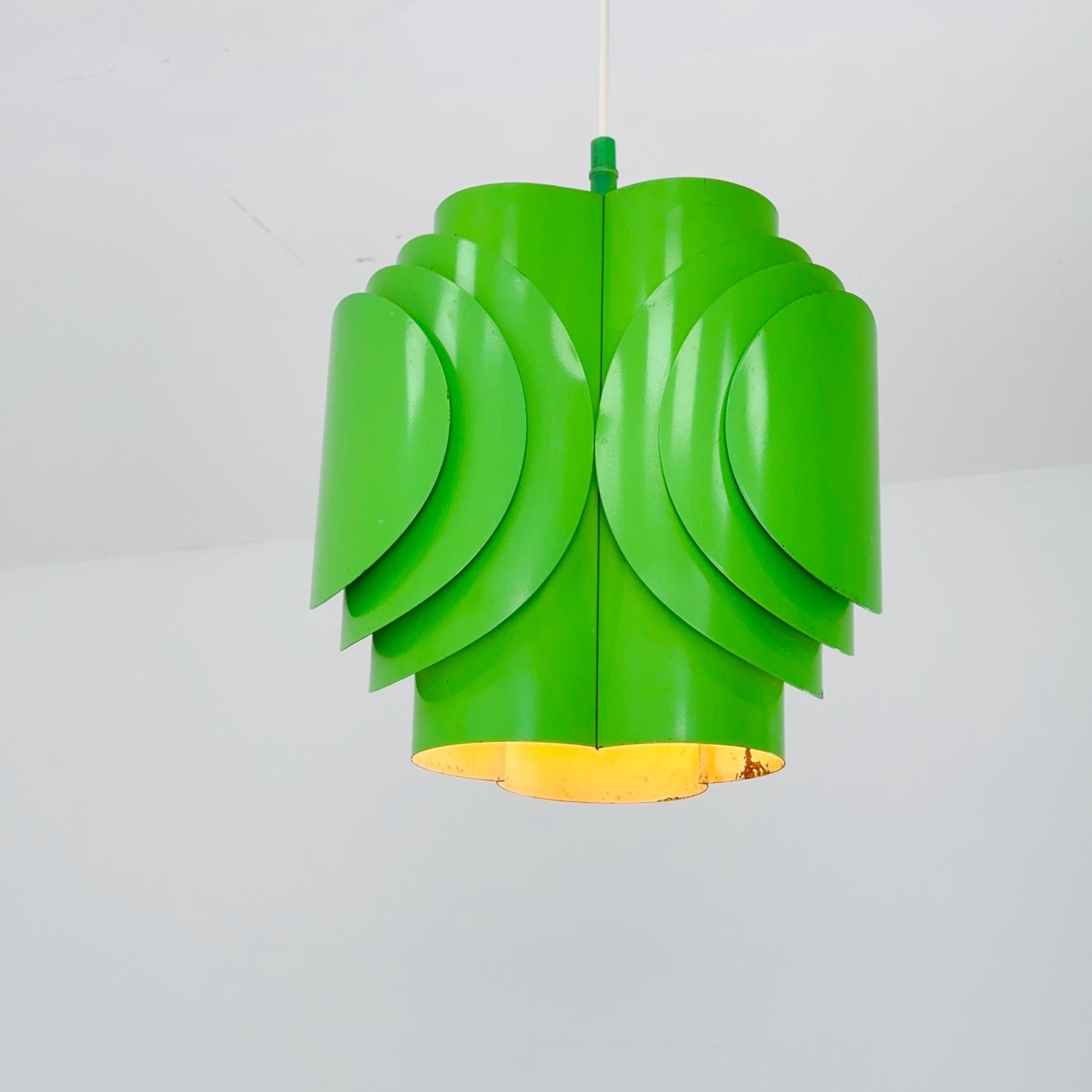 Mid-Century Danish Metal Pendant Green Lamp by Lyfa / Kay Korbing – Fog & Mørup, Denmark 1970s