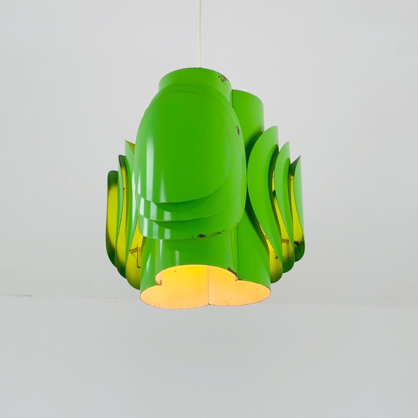 Mid-Century Danish Metal Pendant Green Lamp by Lyfa / Kay Korbing – Fog & Mørup, Denmark 1970s