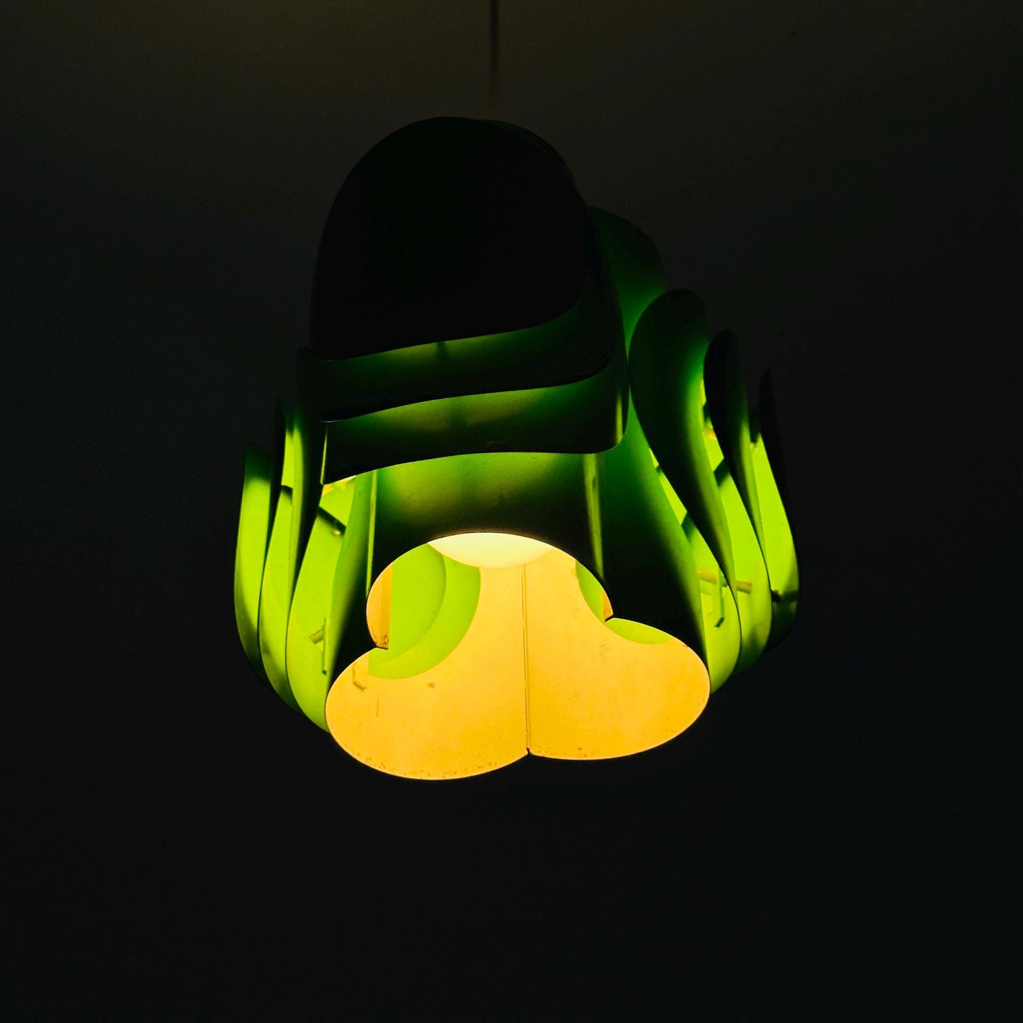 Mid-Century Danish Metal Pendant Green Lamp by Lyfa / Kay Korbing – Fog & Mørup, Denmark 1970s