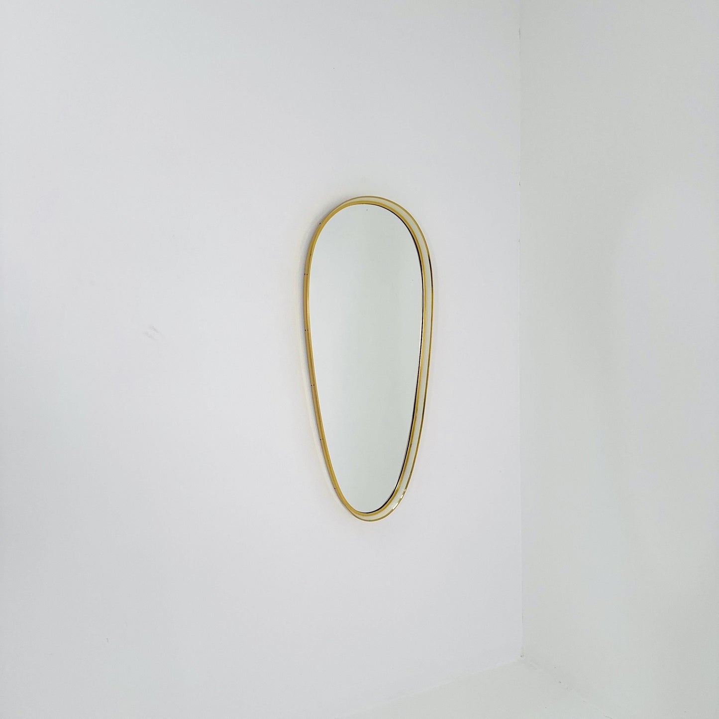 Huge Mid-Century Modern wall mirror with brass frame by Münchener Zierspiegel, 1950s