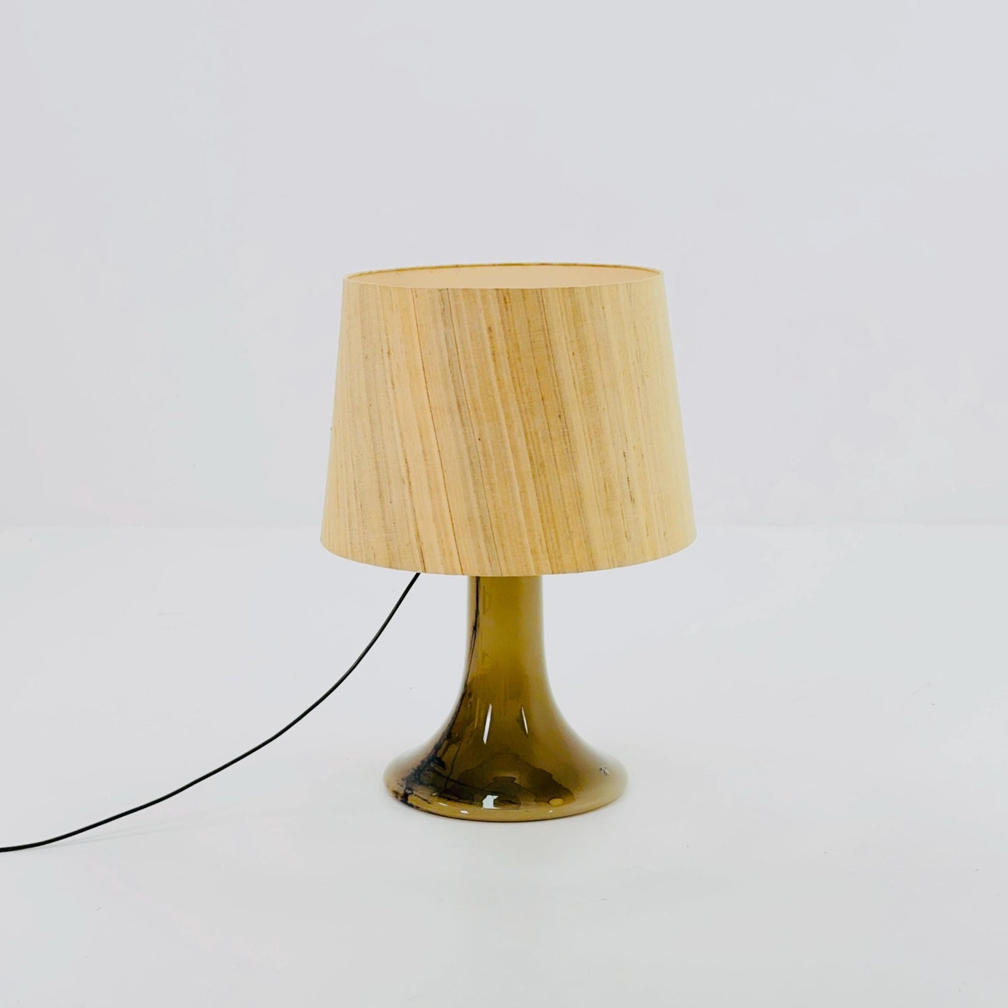 Mid-Century Murano Glass Buffet Lamp by Peill Putzler – Mouth-Blown Glass & Original Silk Shade, 1970s Germany