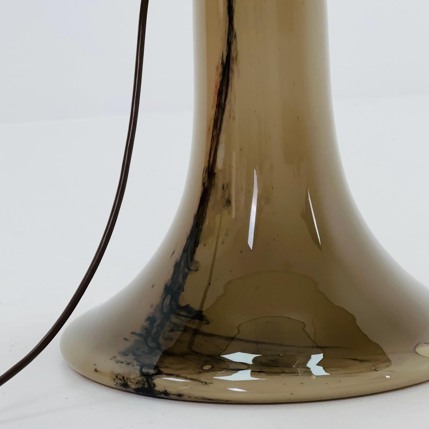 Mid-Century Murano Glass Buffet Lamp by Peill Putzler – Mouth-Blown Glass & Original Silk Shade, 1970s Germany