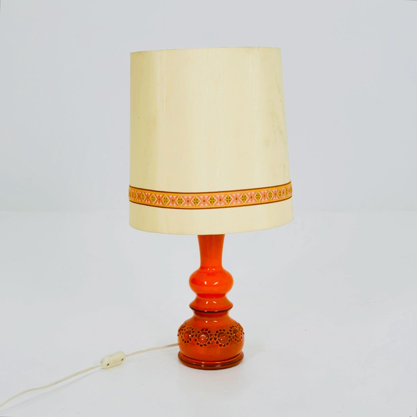 Mid century Orange Beige Ceramic handmade table - Buffet lamp 1960s Germany